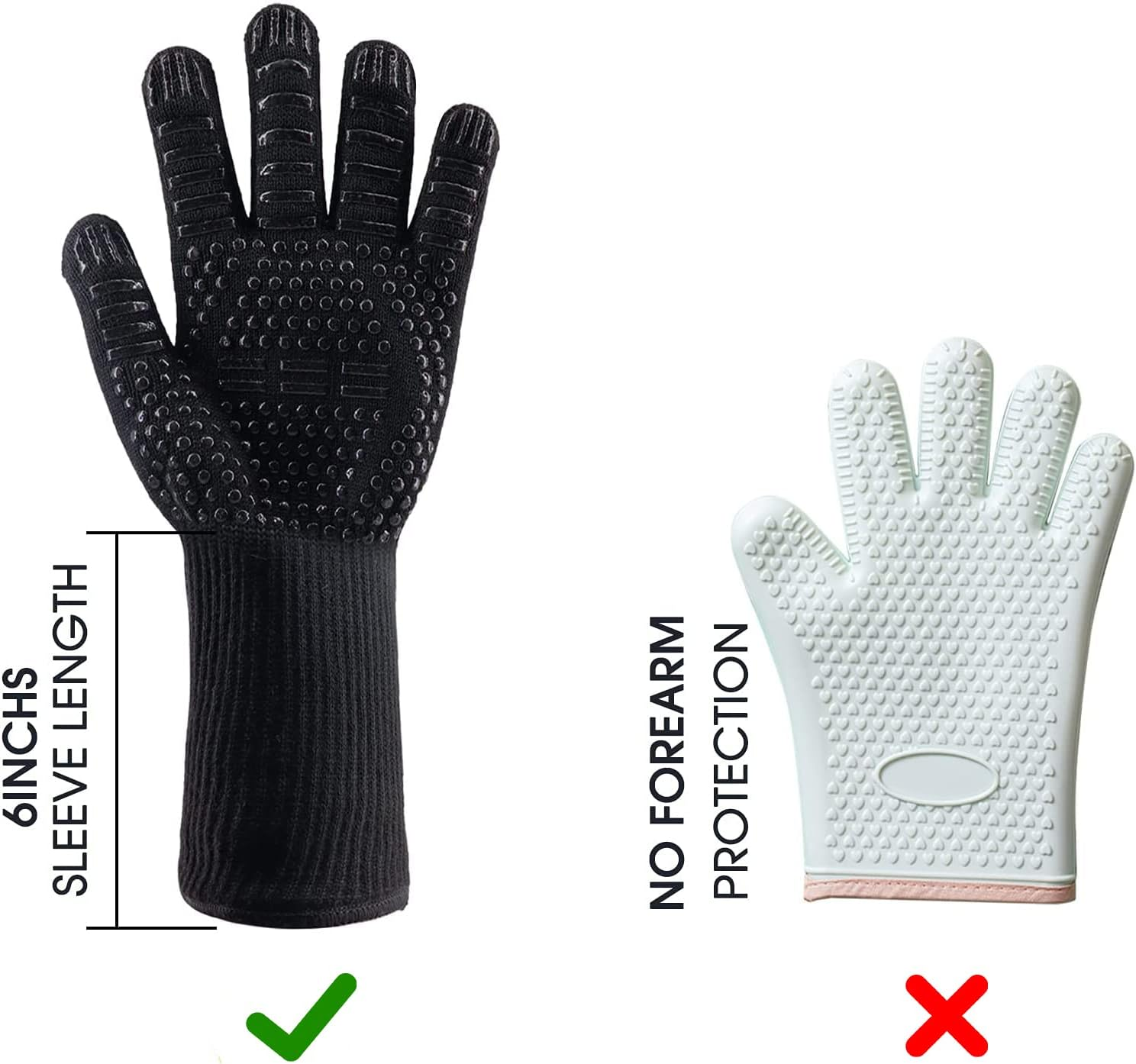 BBQ Gloves Anti-Scald High Temp Resistance Fireproof Grilling Barbecue, Cut-Resistant Kitchen Safe Cooking Gloves for Men, Oven Mitts, Smoker image number 5