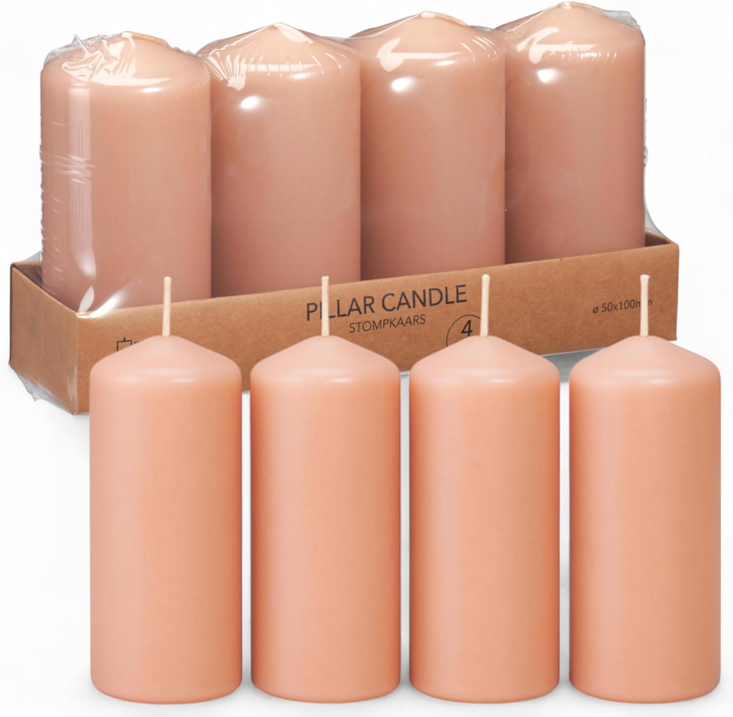 MIJOMA Pillar Candles Set of 4 - High-Quality Coloured Candles for Advent Wreath and Christmas Decoration - Odourless & Low Soot (Red, 7 X 15 Cm)