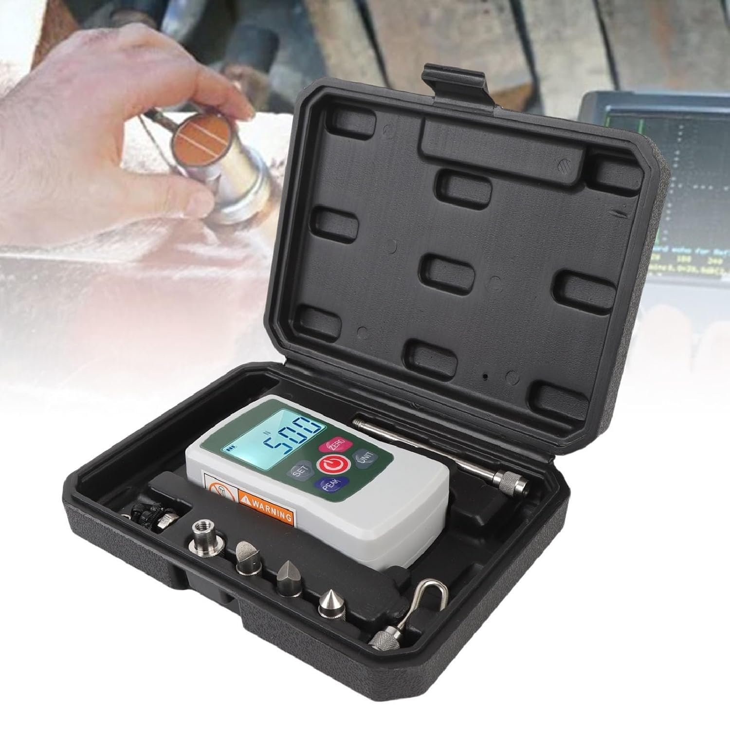 Jectse High Precision 100N Digital Force Meter Portable Push Pull Tester for Research Labs ABS Backlit Screen image number 1