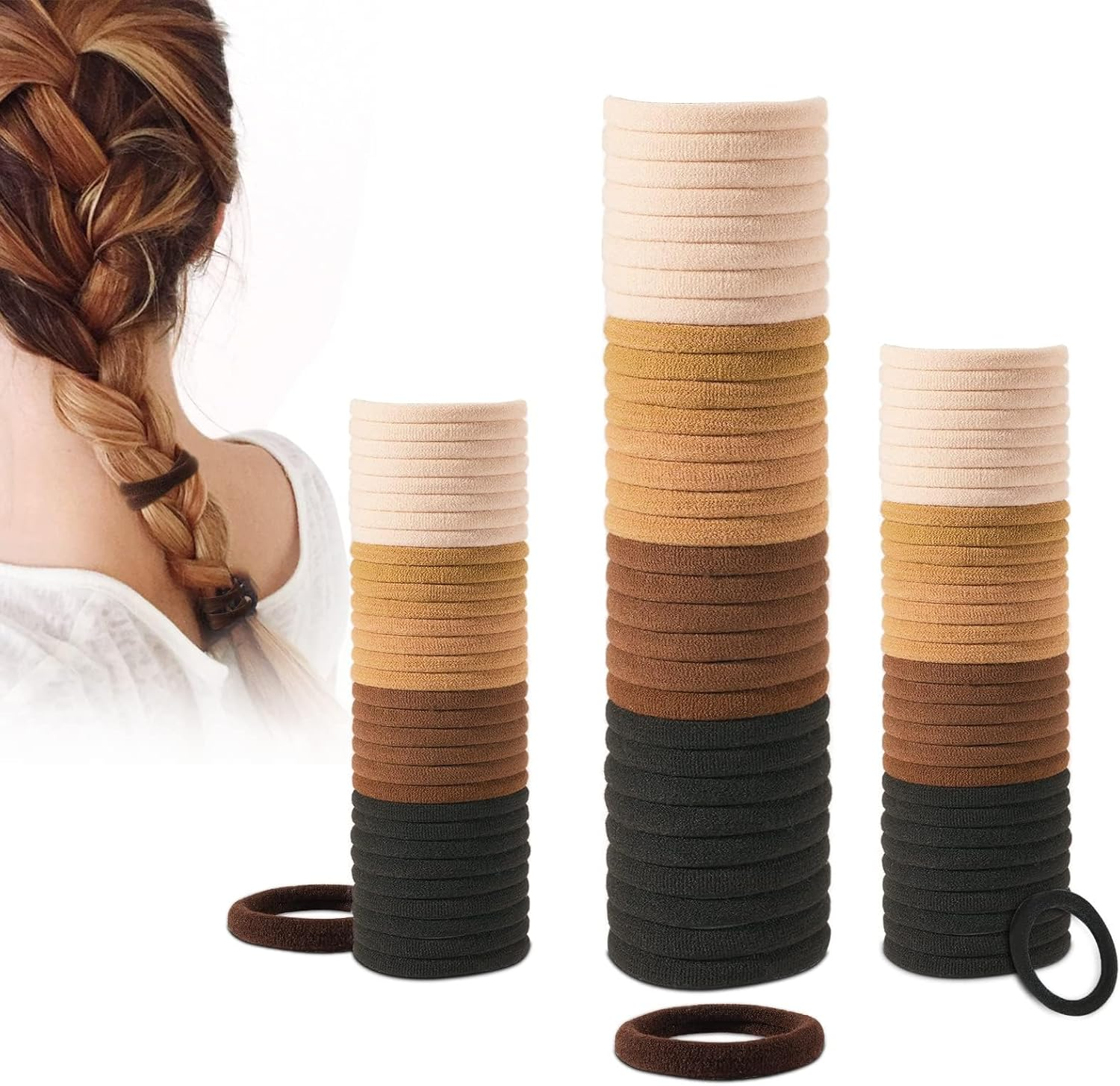 Pack of 100 Strong Seamless Cotton Hair Bobbles for Women, Men and Children, Versatile Hair Accessories