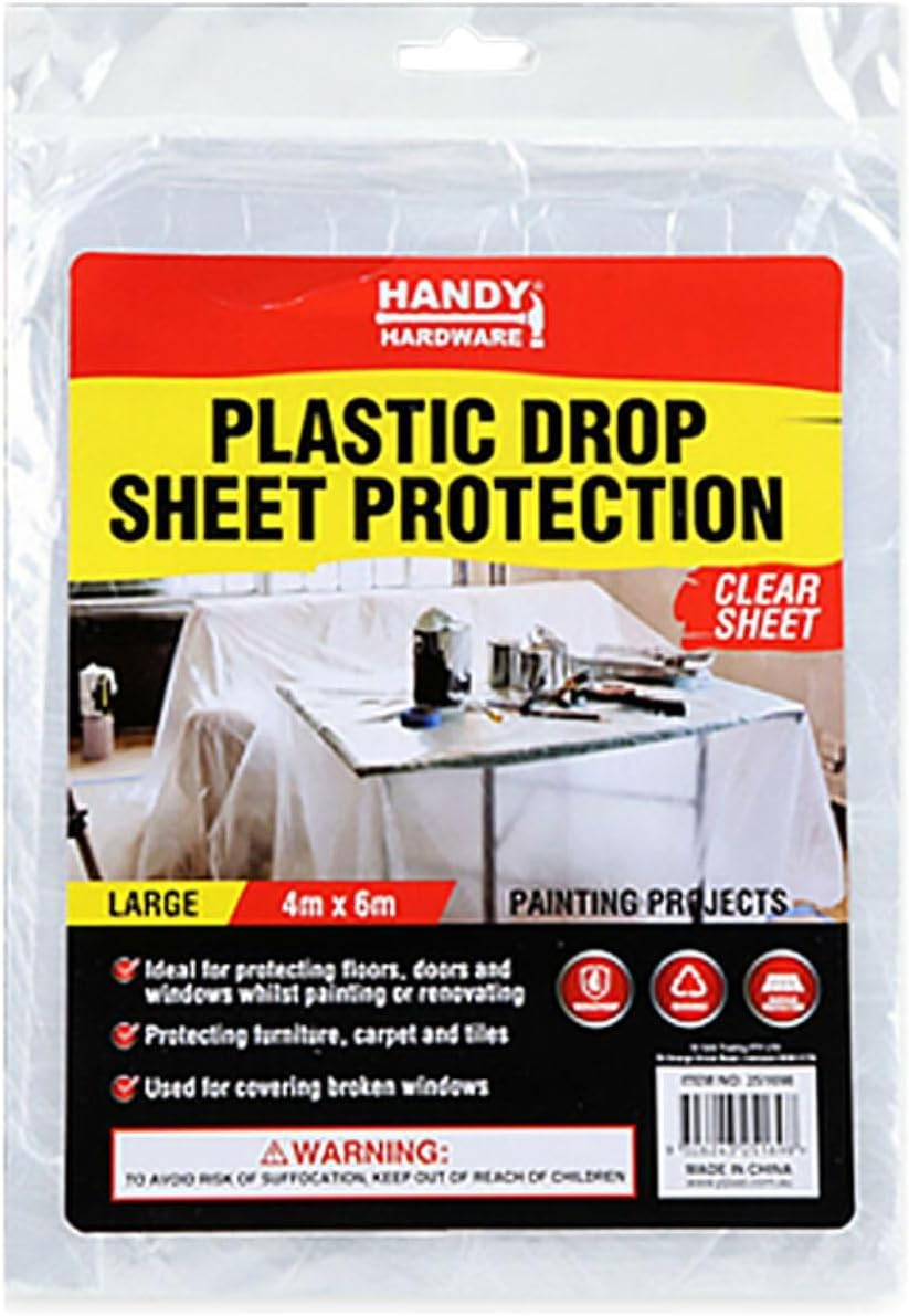 Leona Co Plastic Drop Cloth, Plastic Sheeting 4M X 6M Plastic Drop Cloths for Painting Waterproof Dustproof Paint Plastic Covering Furniture Cover Floor Protection Film Painters Plastic image number 4
