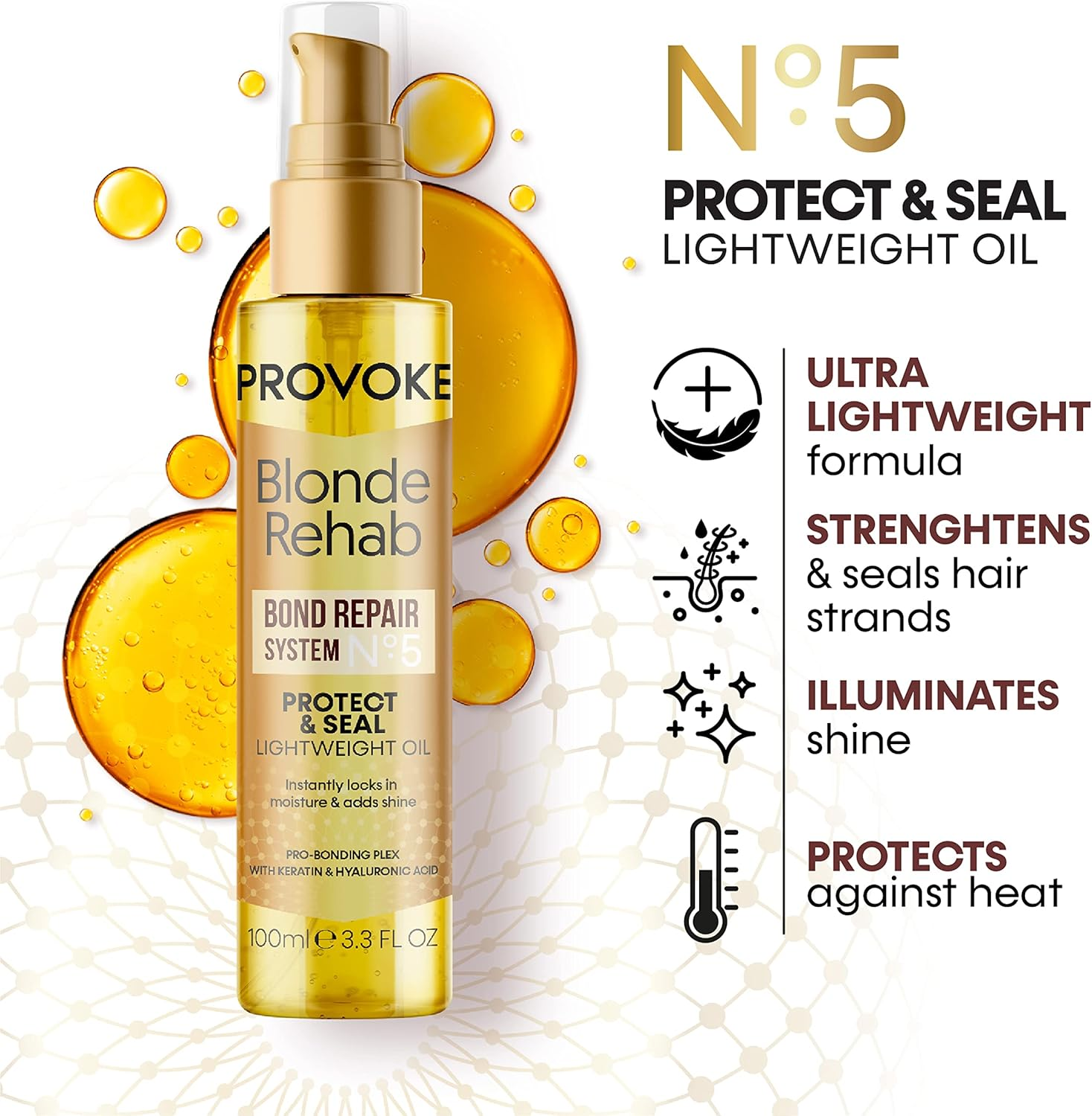 Provoke Blonde Rehab Bond Repair System No.5 Protect and Seal Lightweight Oil, 100 Ml image number 6