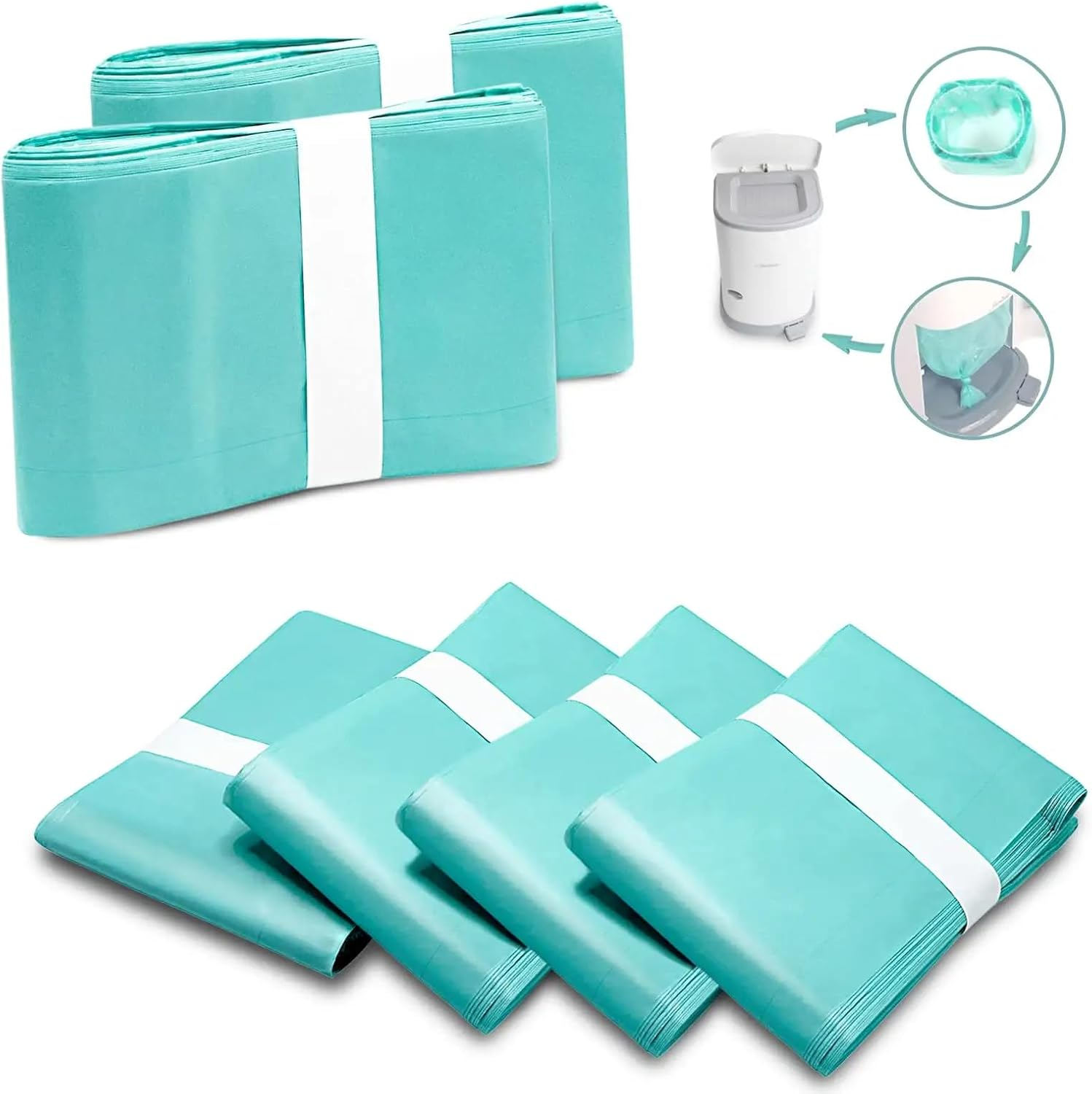 DJK Industries 6 Pack of 9L Refill Disposable Nappy Bin Liners Compatible with KORBELL Disposal Nappy Bin Bag