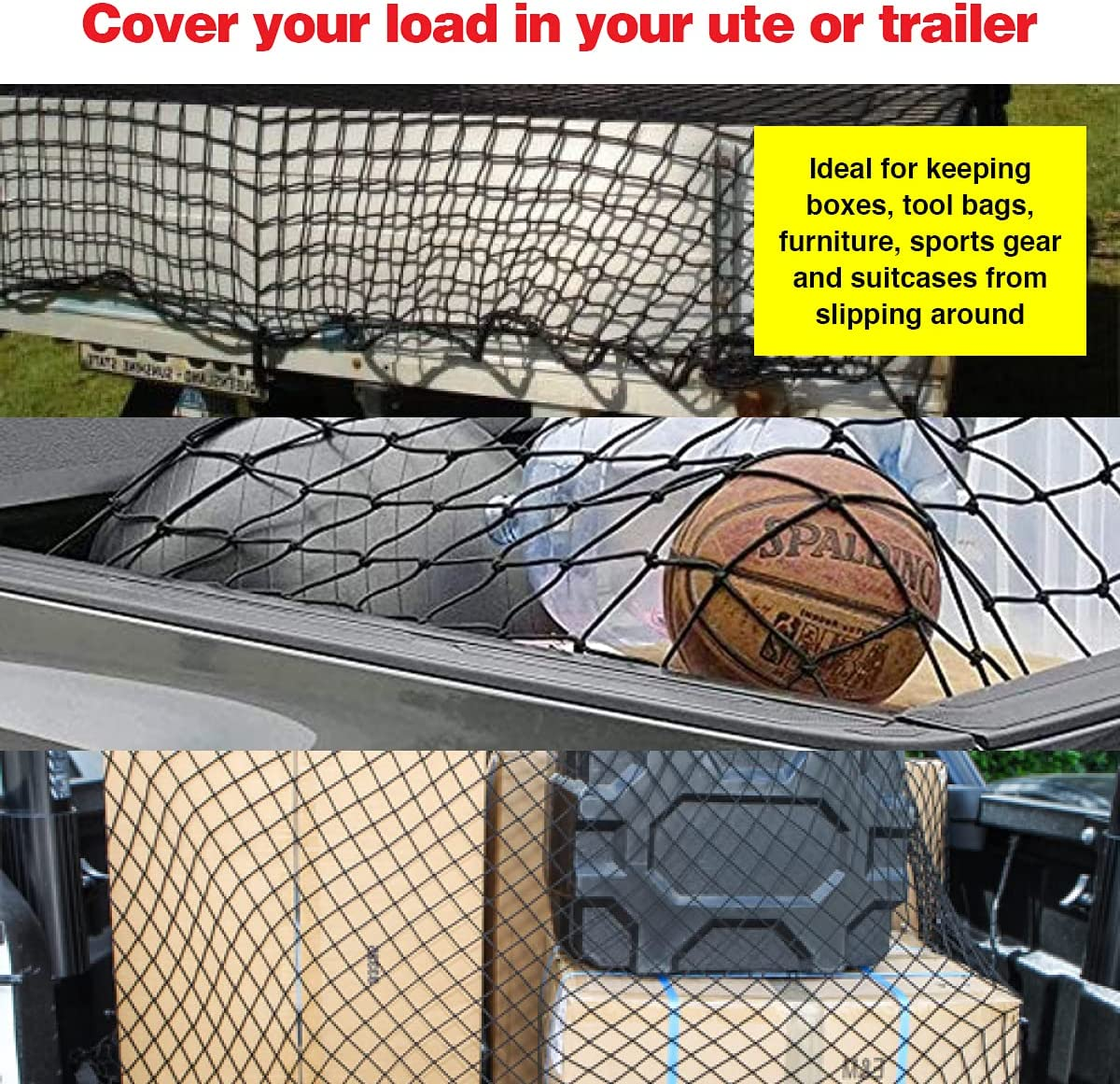 Handy Automotive Cargo Net with 12 Hooks, Black, 1.8 Metre Length X 1.2 Metre Width image number 2