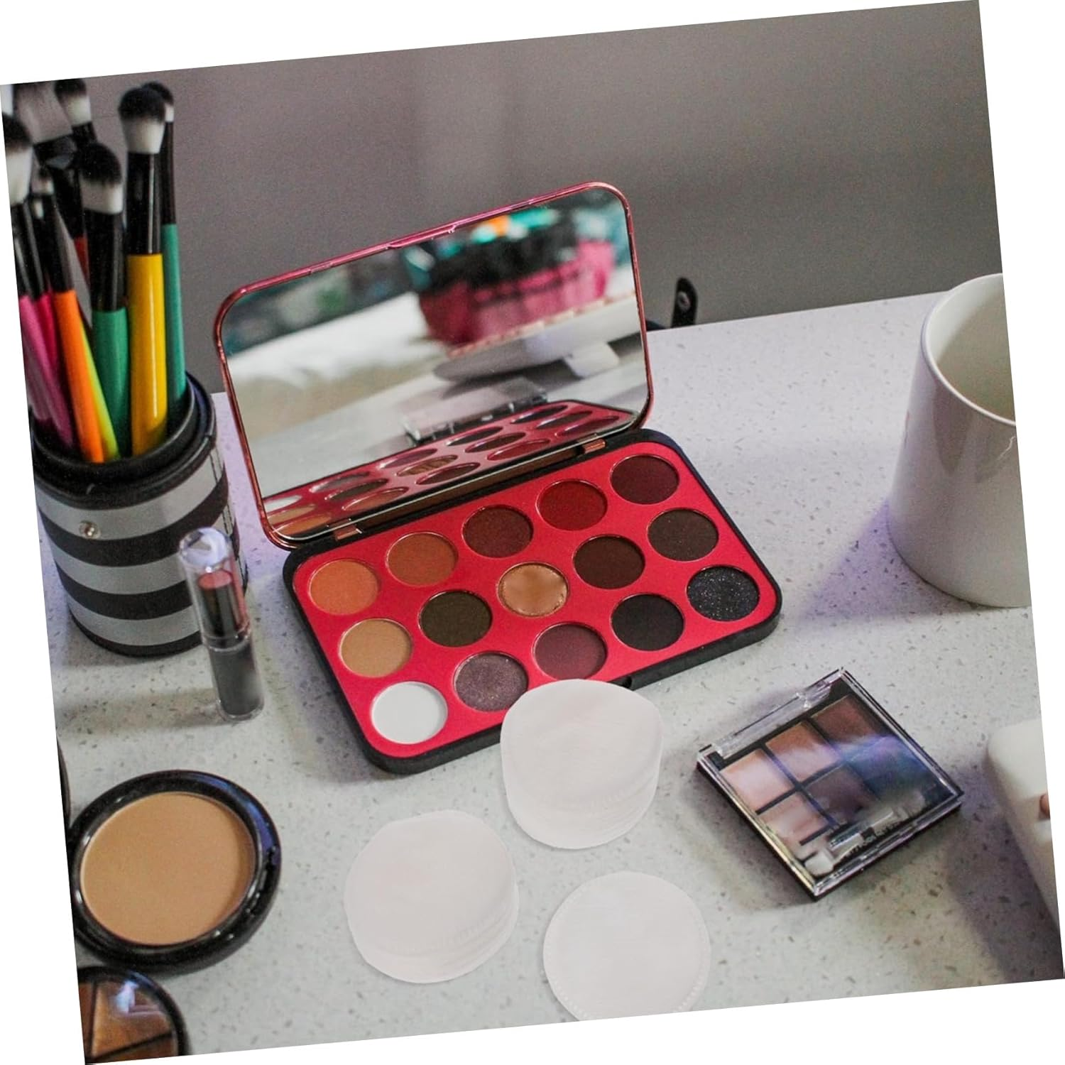 200Pcs Reusable Makeup Remover Pads Soft round Cleansing Cushions for Sensitive Skin for Eye Makeup More White Cotton Pads Opp Bag image number 5