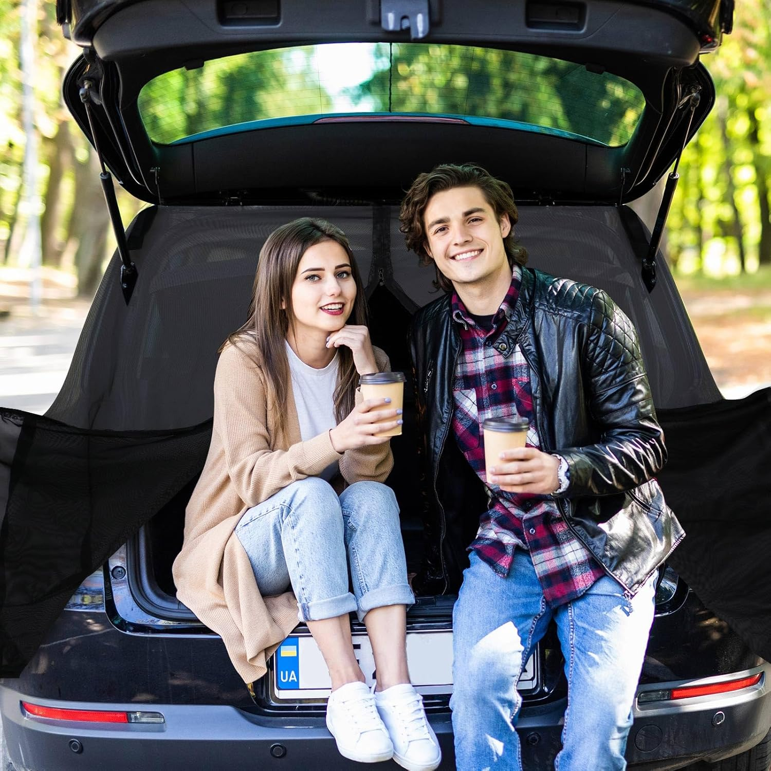 Yahenda Car Camping Net Car Accessories Breathable Mesh Car Tent for Car Tailgate for UV Sun Protection Ventilation Privacy Protection Magnetic Suction for SUV MPV (X-Large)