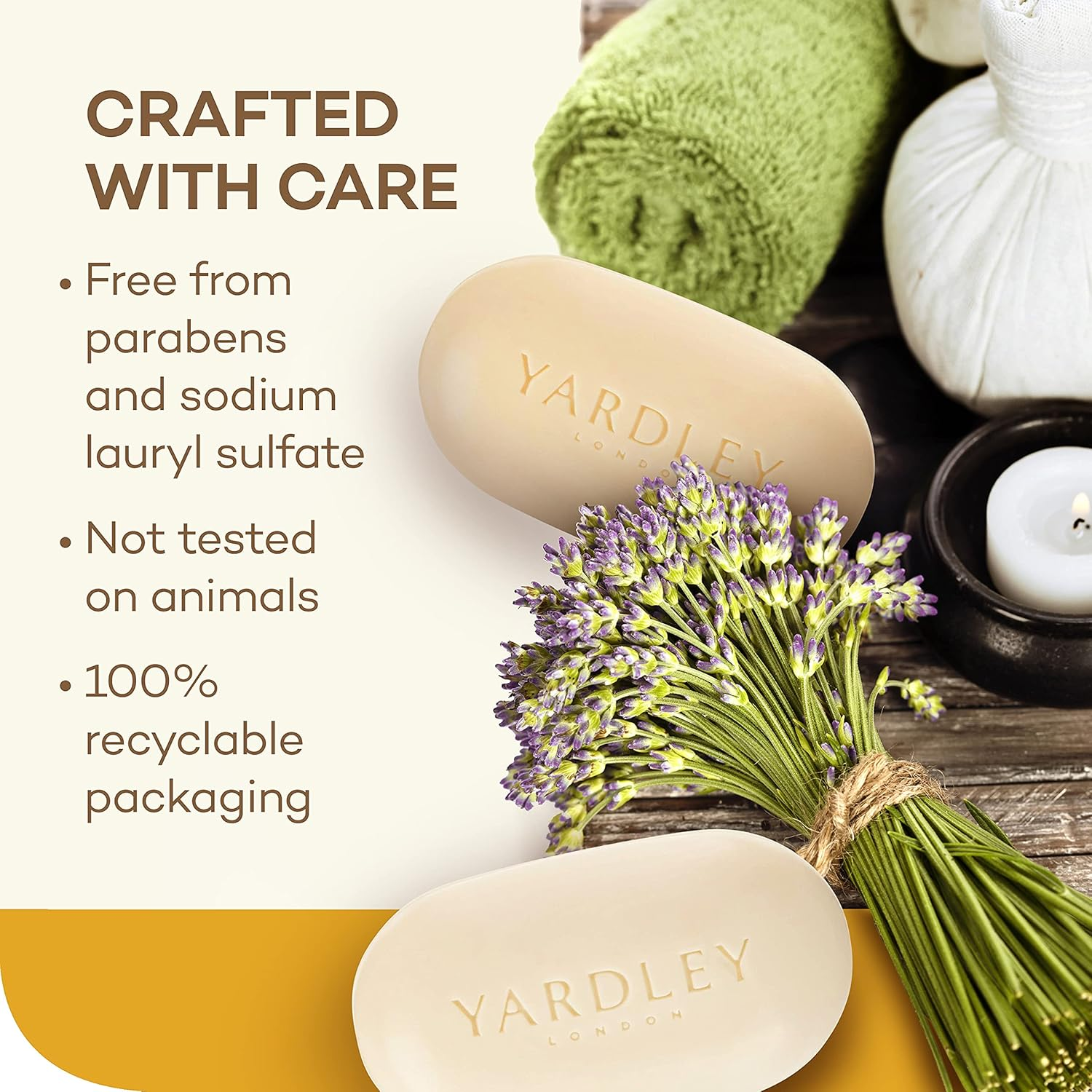 Yardley London Lemon Verbena Naturally Moisturizing Bath Bar, 4.25 Ounce image number 1