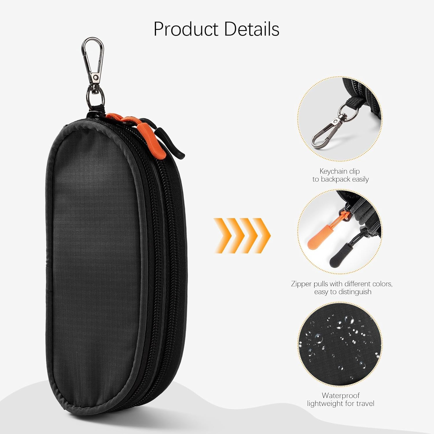 SVNXI Double Eyeglasses Case Soft Portable Zipper Sunglasses Pouch with Keychain Clip for Men Women, Brown Flower - Army Green image number 4