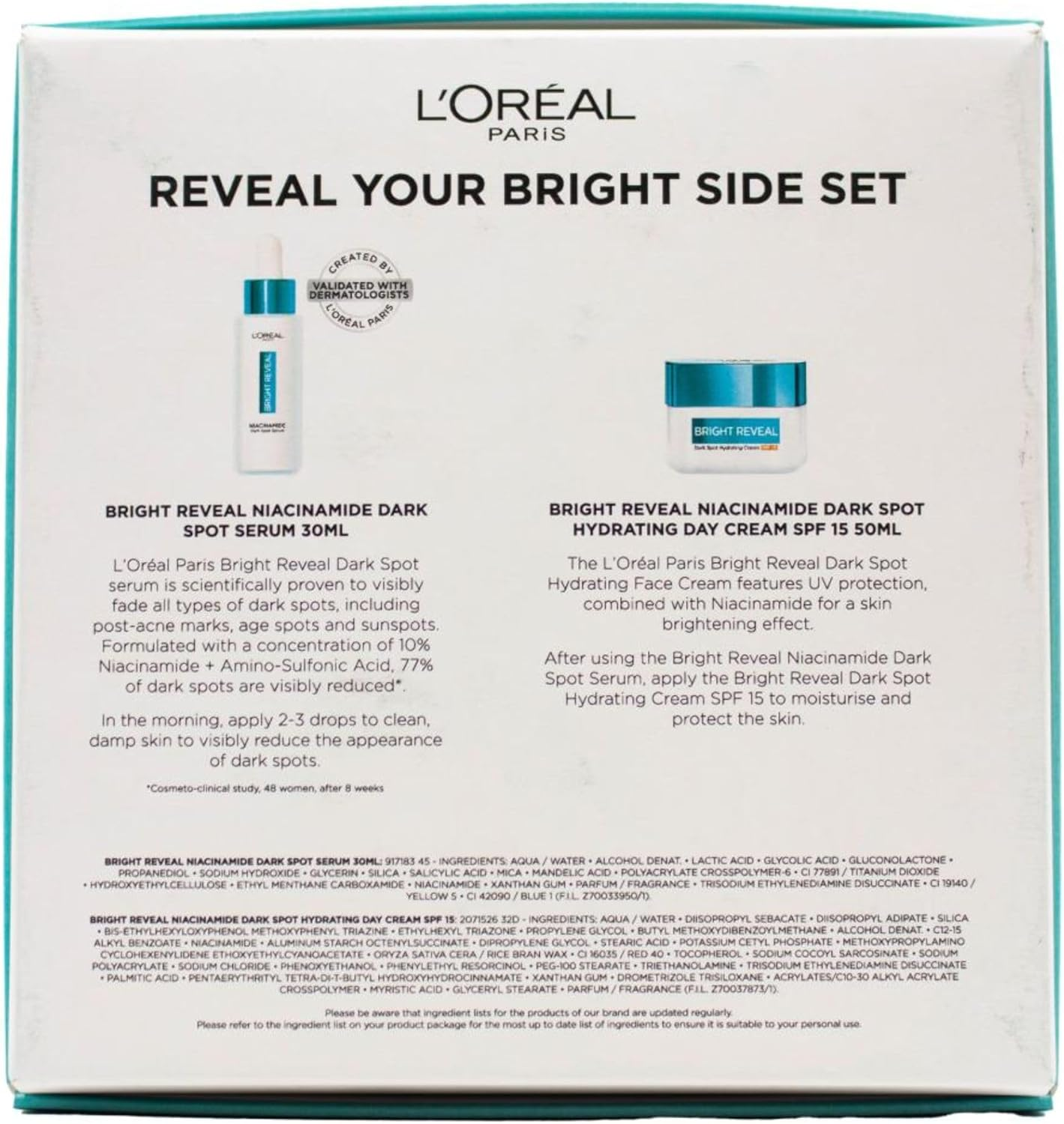 L&rsquo;Or&eacute;al Paris Reveal Your Bright Side Niacinamide Serum and Moisturiser Duo image number 2