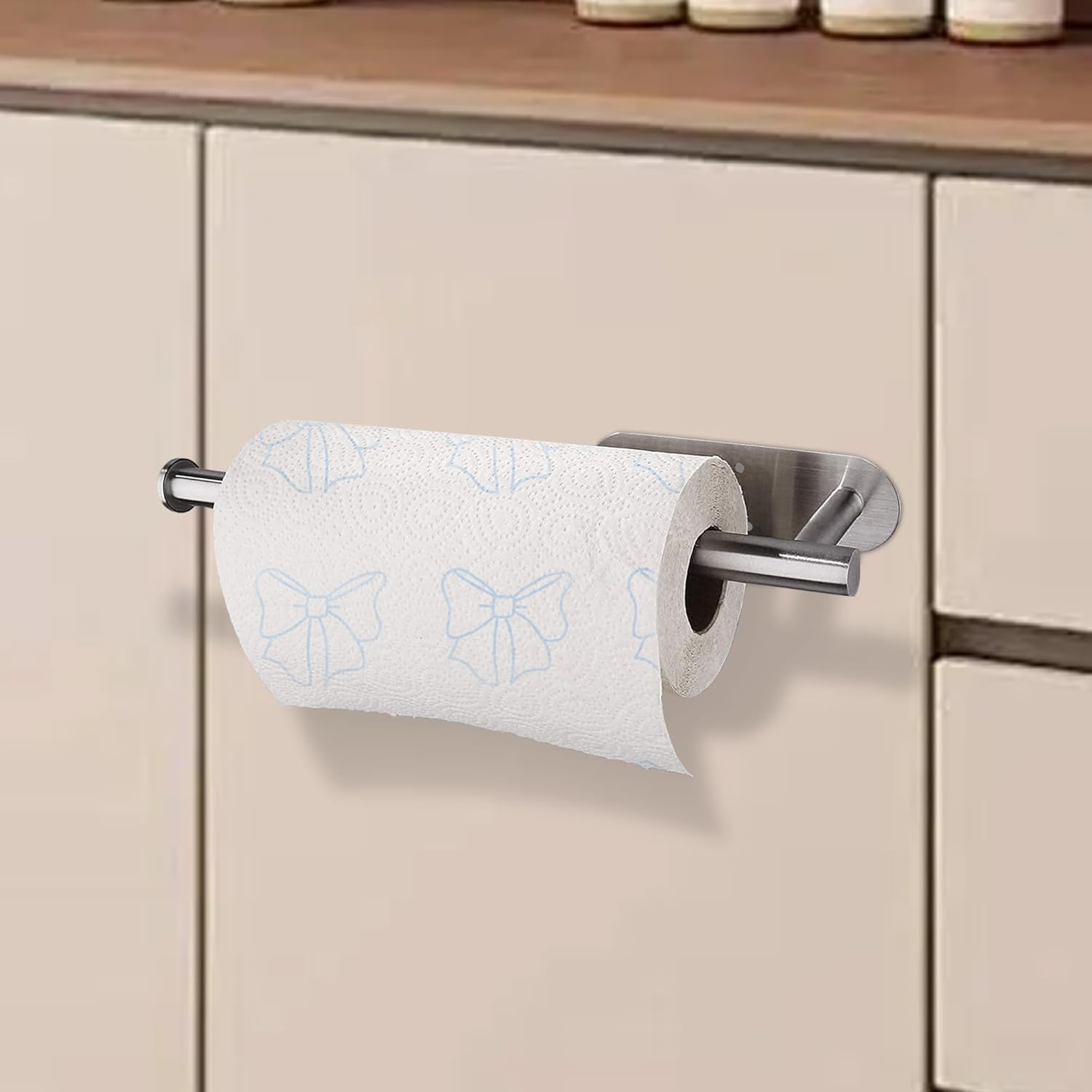 Paper Towel Holders for Kitchen,Paper Towels Bulk- Self-Adhesive under Cabinet,Both Available in Adhesive and Screws,Stainless Steel (Sliver) image number 4