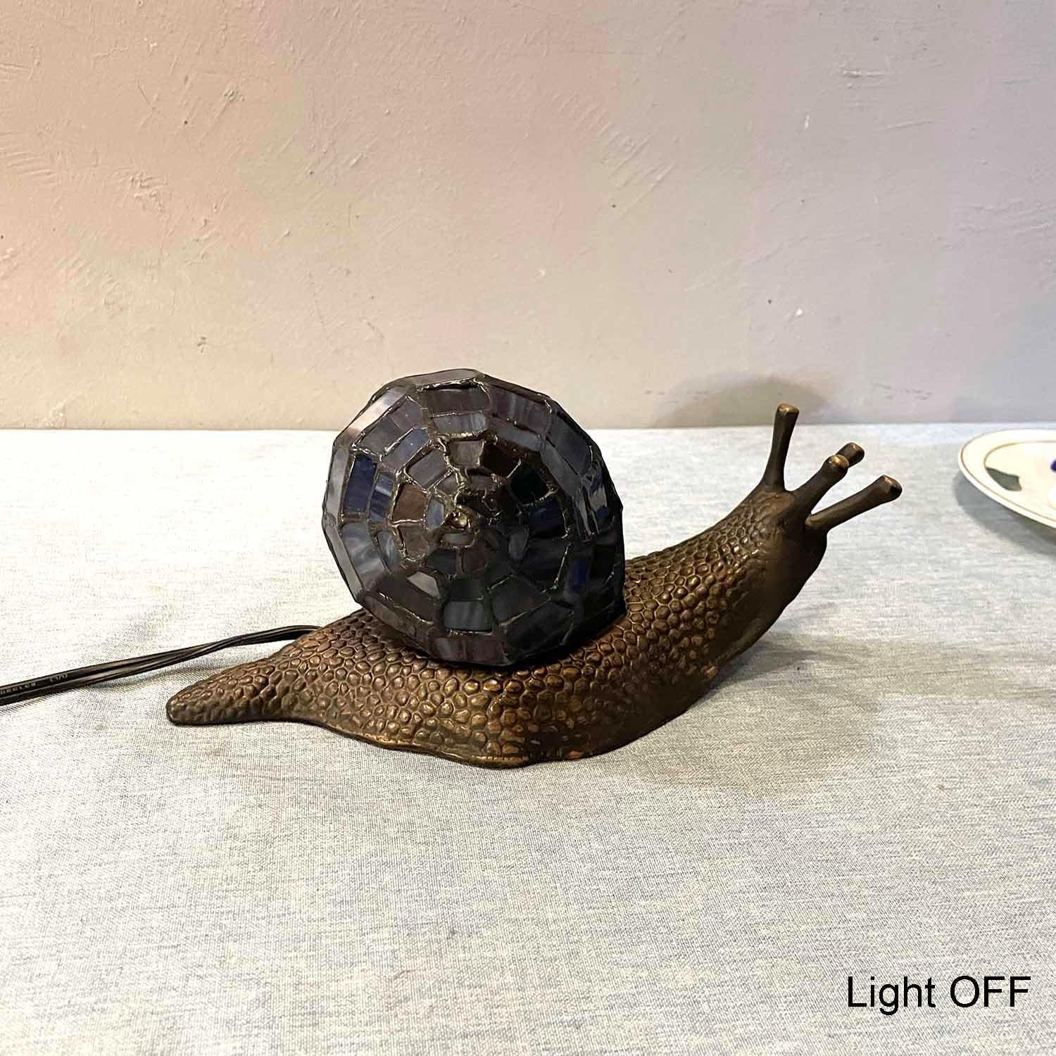 Bieye L30976 Land Snail Tiffany Style Stained Glass Side Table Lamp for Home Decoration (Purple, 10" D X 5" W X 5" H)