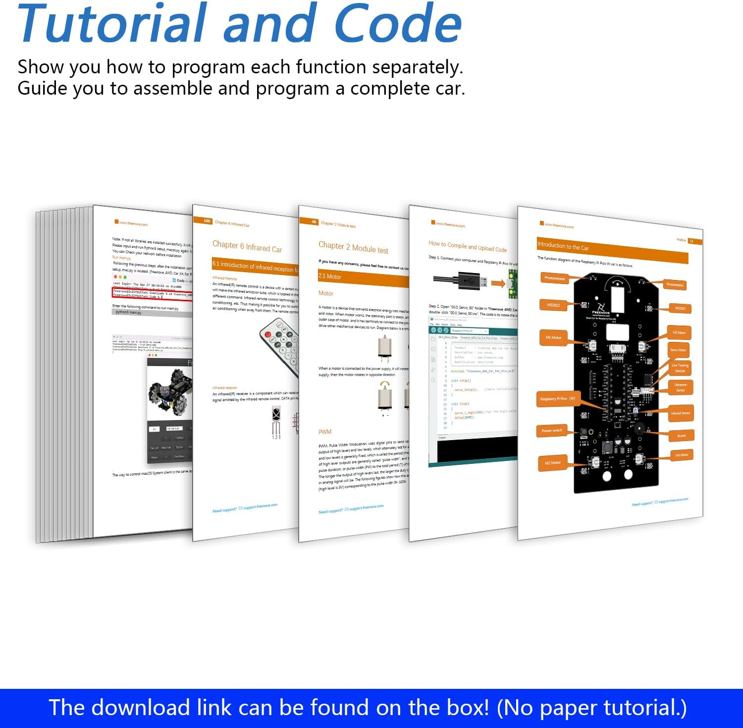 Freenove Mecanum Wheel Car Kit for Raspberry Pi Pico W (Included) (Compatible with Arduino IDE), Dot Matrix Expressions, Obstacle Avoidance, Line Tracking, Light Tracing, Colorful Light, App - Mecanum Wheels With Raspberry Pi Pico W image number 4