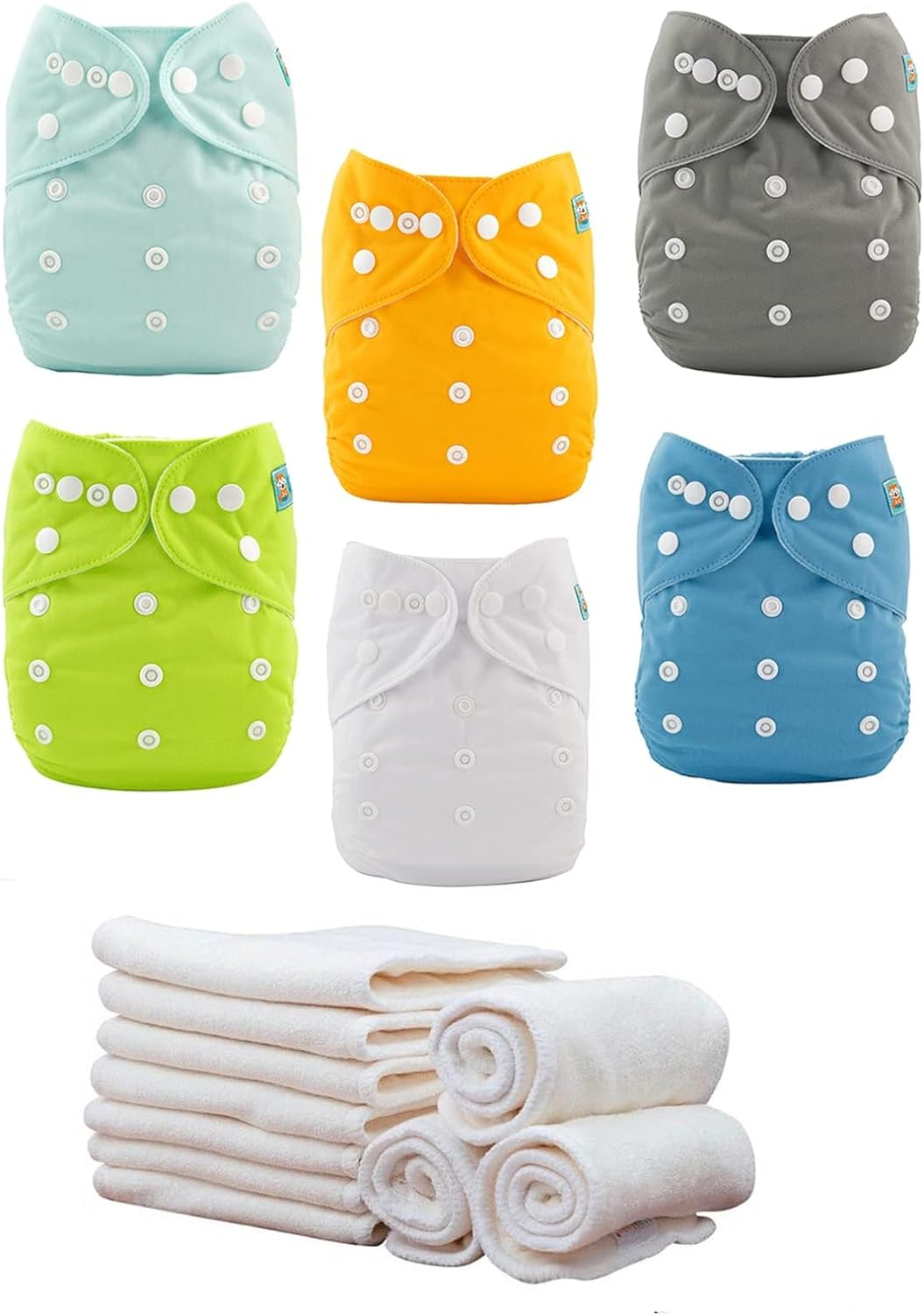 ALVABABY Baby Cloth Diapers 6 Packs with 12 Pcs 4-Layer Rayon from Bboo Inserts Adjustable Washable Reusable 6BM98-MB-AU image number 4