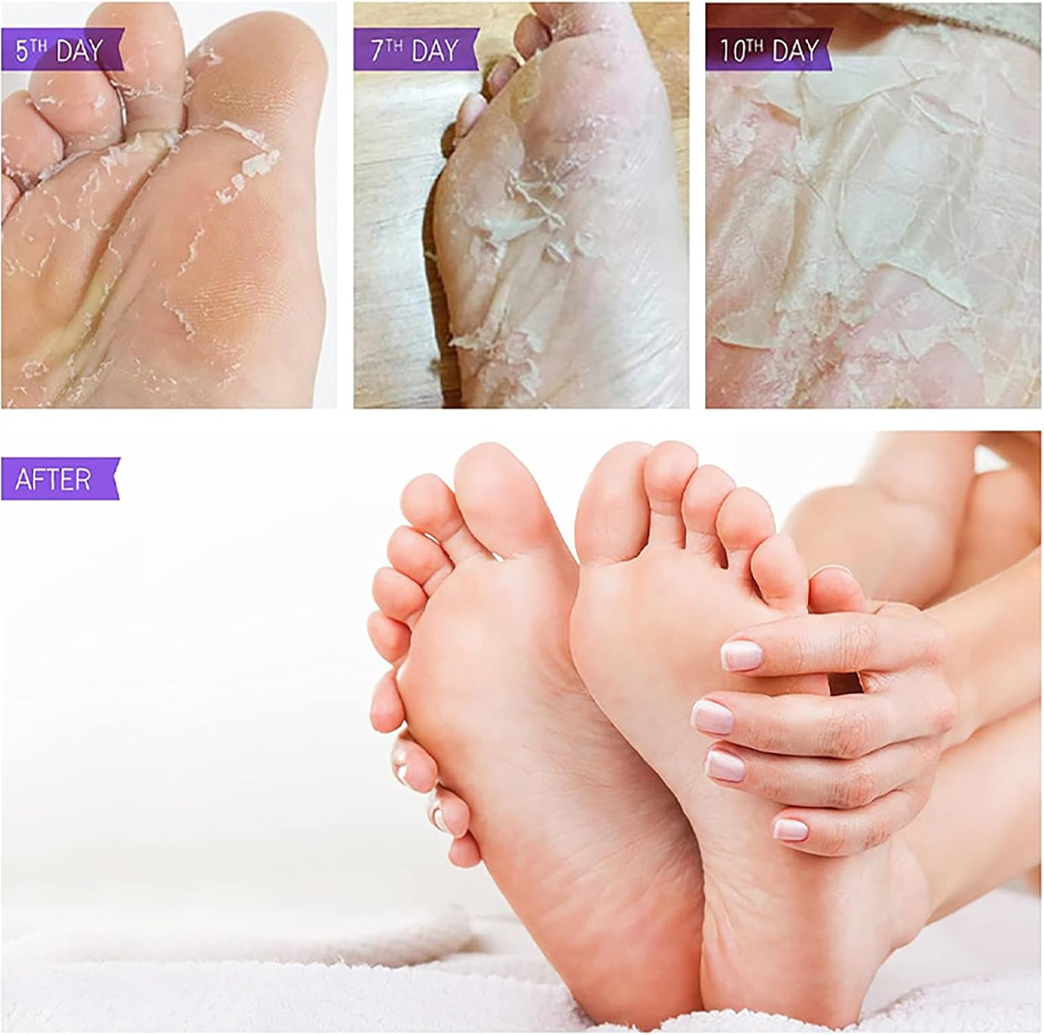 3 Pairs Foot Peel Mask, Repair Cracked Heels & Remove Dry Dead Skin for Soft Baby Foot Effect, Callus Remover, Foot Exfoliating Socks for Hard Skin, Foot Treatment for Men and Women - Lavender image number 1