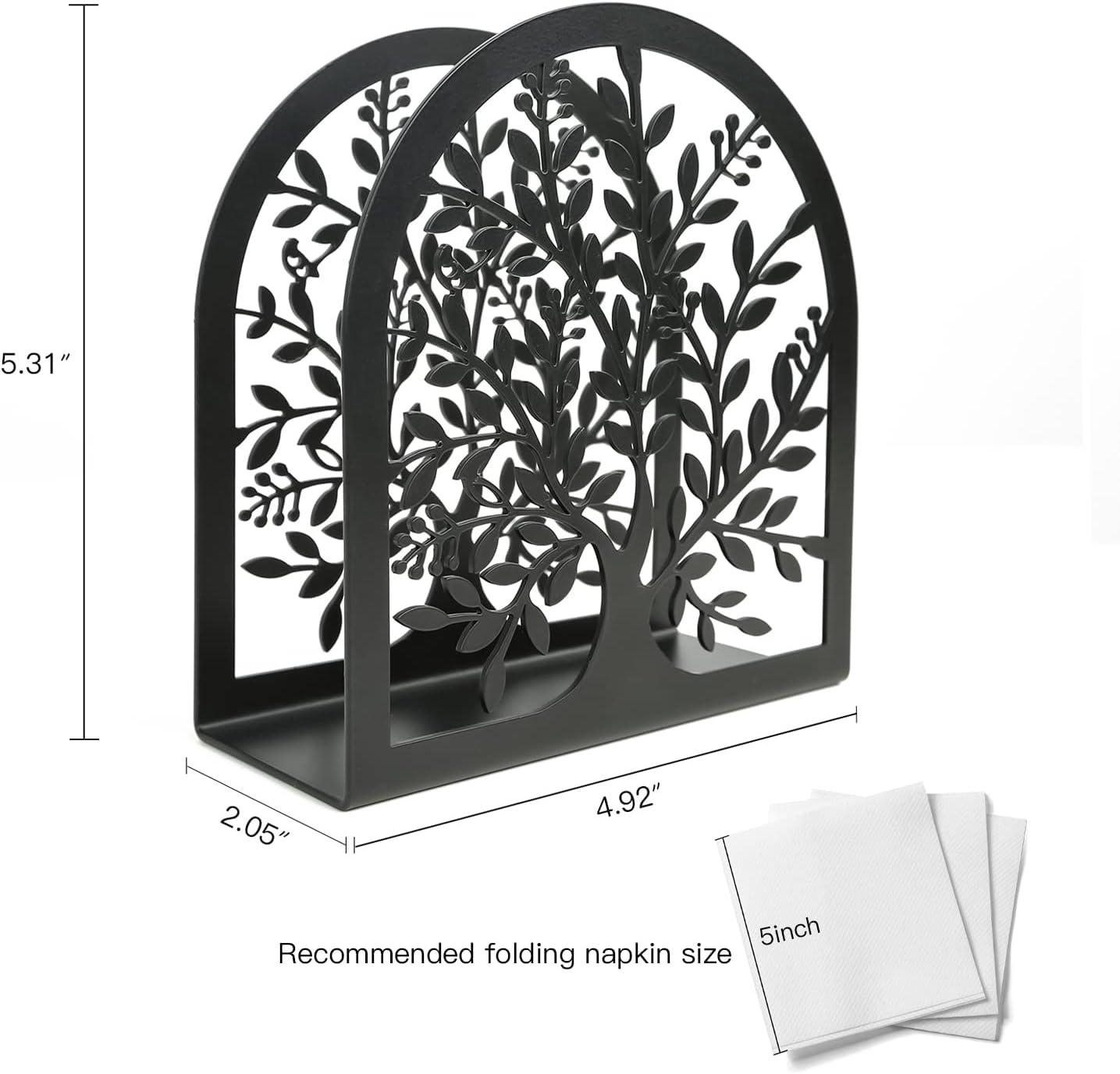 Fobule Napkin Holder for Tables, Vintage Metal Freestanding Tissue Dispenser, Black Cast Iron Vertical Tabletop Paper Napkin Holder Stand for Dinner Home Kitchen Restaurant Picnic Party (Tree of Life) - Tree Of Life image number 4