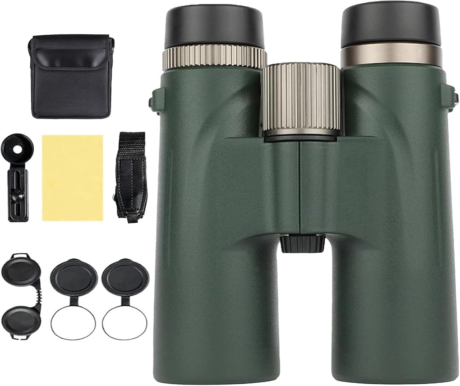12X42 Adults High Magnification Binoculars, Waterproof & Fogproof, Wider View, Night Vision, Great for Bird Watching, Hunting & Travel and Concerts (Green)