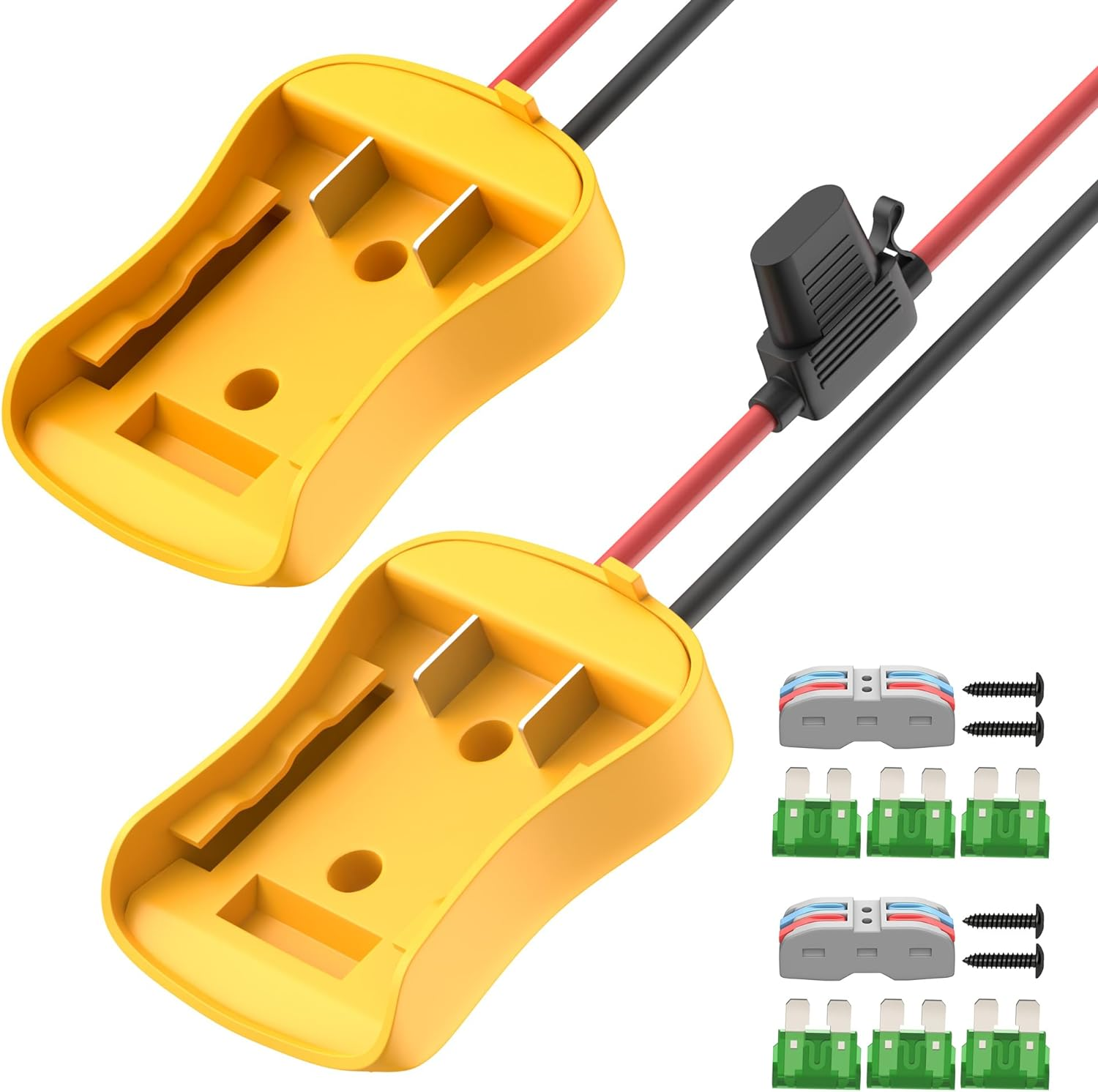 2PCS Battery Adapter Compatible with Dewalt 20V Power Wheel Adapter Battery Converter Kit 12 AWG Wire with Fuses and Connectors for Robotic RC Car Toy image number 5