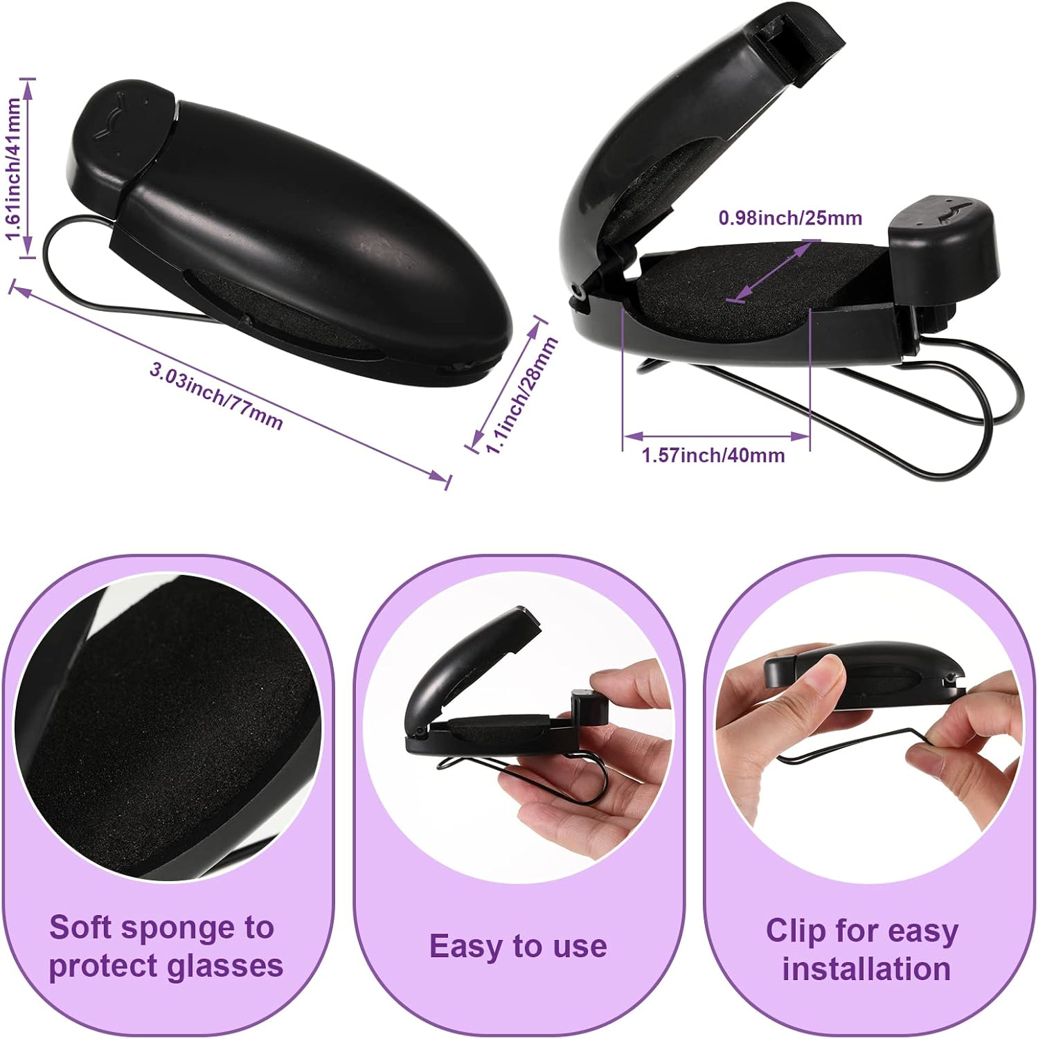 Car Glasses Holder Clip Sunglasses Visor Clips Car Sunglasses Holder Clip Sun Visor Glasses Holder Auto Sunglasses Holder for Car Car Visor Clip Eyeglasses Mount for Sunglasses Fits All Vehicles, 2Pcs image number 5