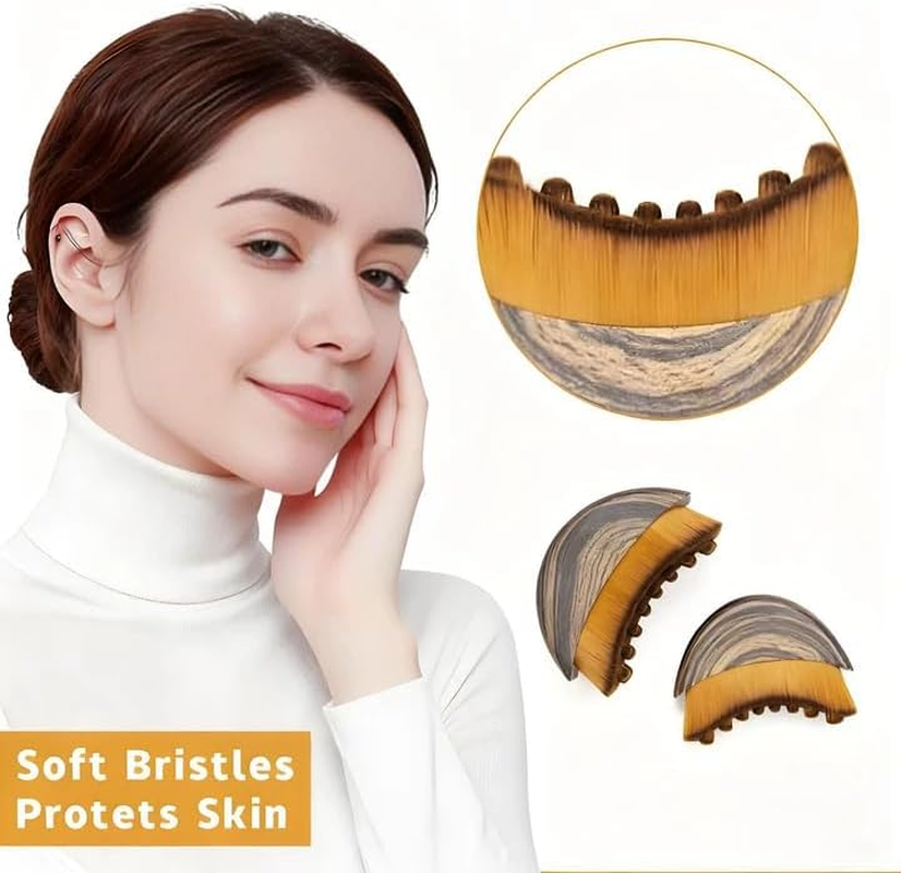 Lymphatic Drainage Brush, Dry Brushing Face Brush, Lymphatic Contour Face Brush for Puffiness Reduction, Jawline Sculpting, Chin Contour, Facial Massager with Ergonomic Design (2PCS)