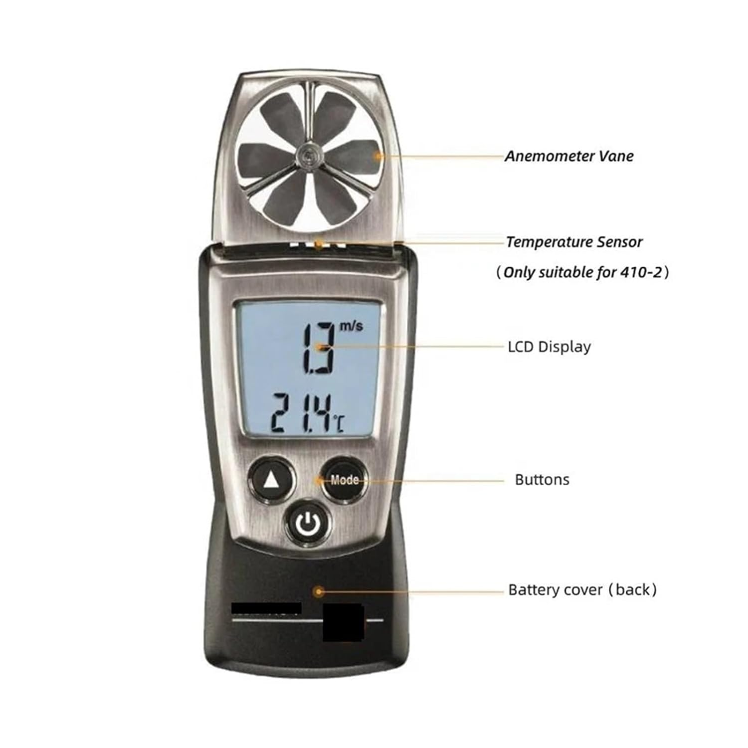 Digital Vane Anemometer Air Speed Velocity/Temperature Meter Tester image number 3
