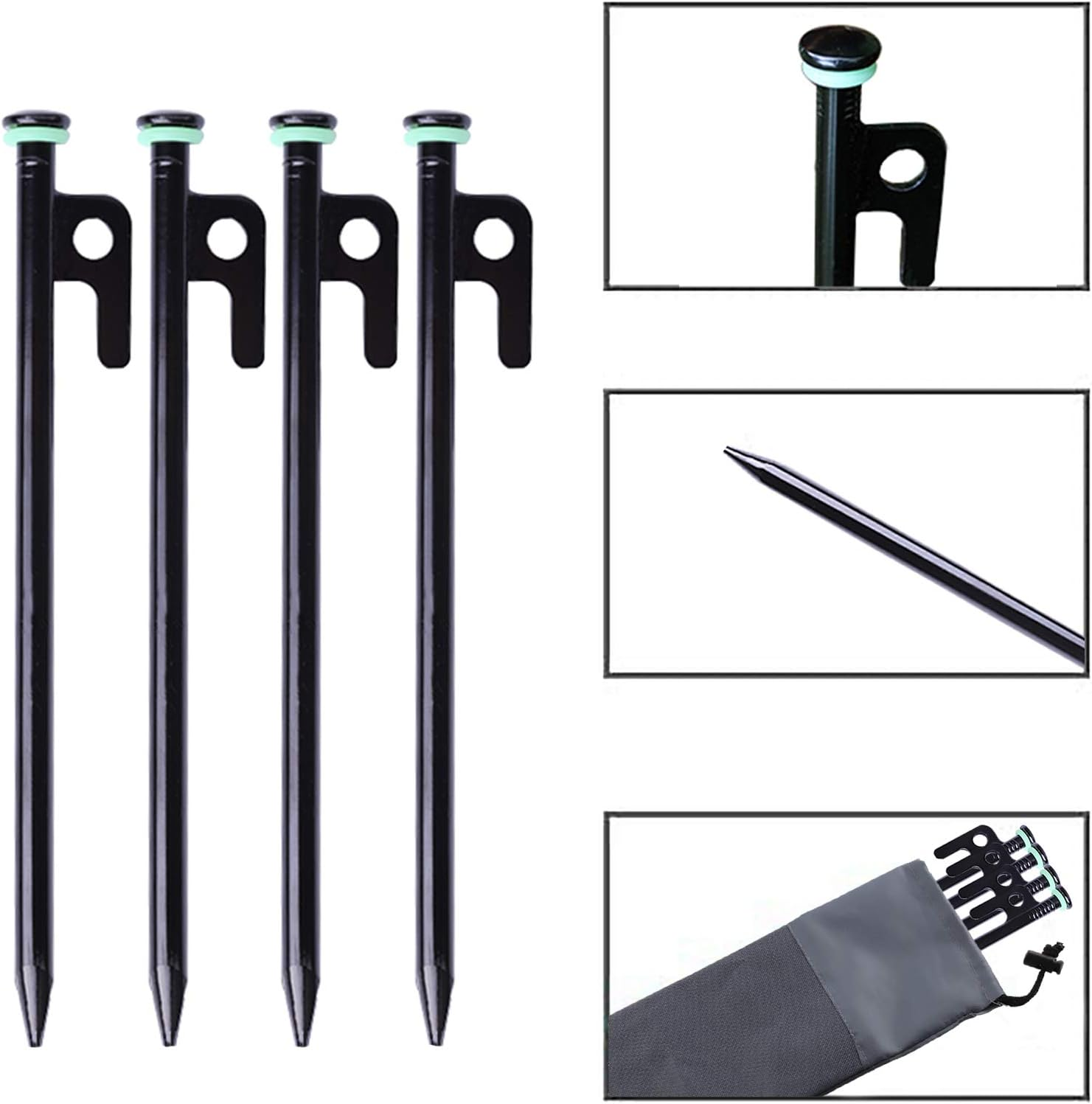 Yiliaw Tent Stakes, Heavy Duty Camping Stakes 12-Inch/8-Inch- Forged Steel Tent Pegs Camping Stakes for Rocky/Hard Places image number 4