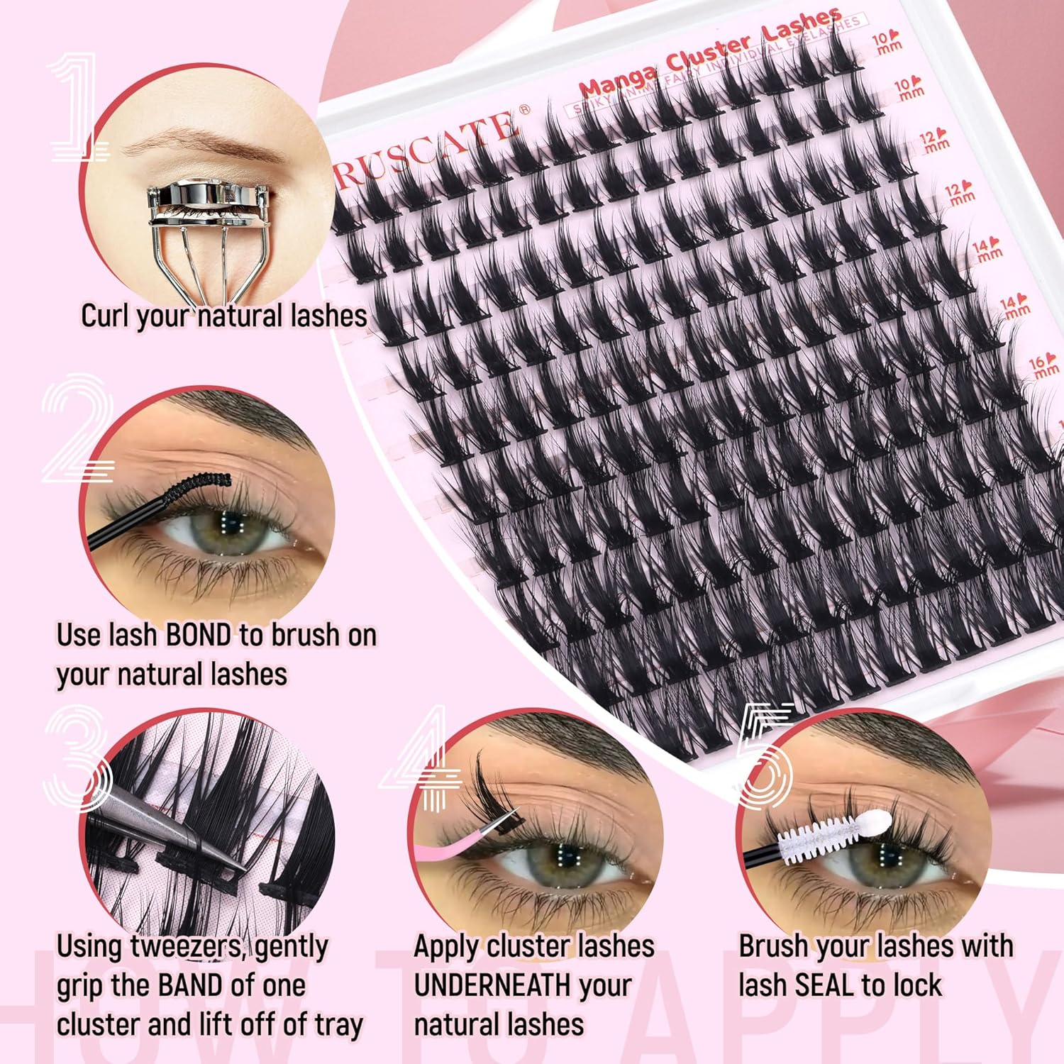 CORUSCATE Manga Cluster Lashes Fairy Wispy Individual Eyelashes Anime Lashes Individual Cluster Natural Lash Clusters Asian Style Manhua Eyelash Clusters 10-18 MM DIY Wet Look Lash Extension image number 6