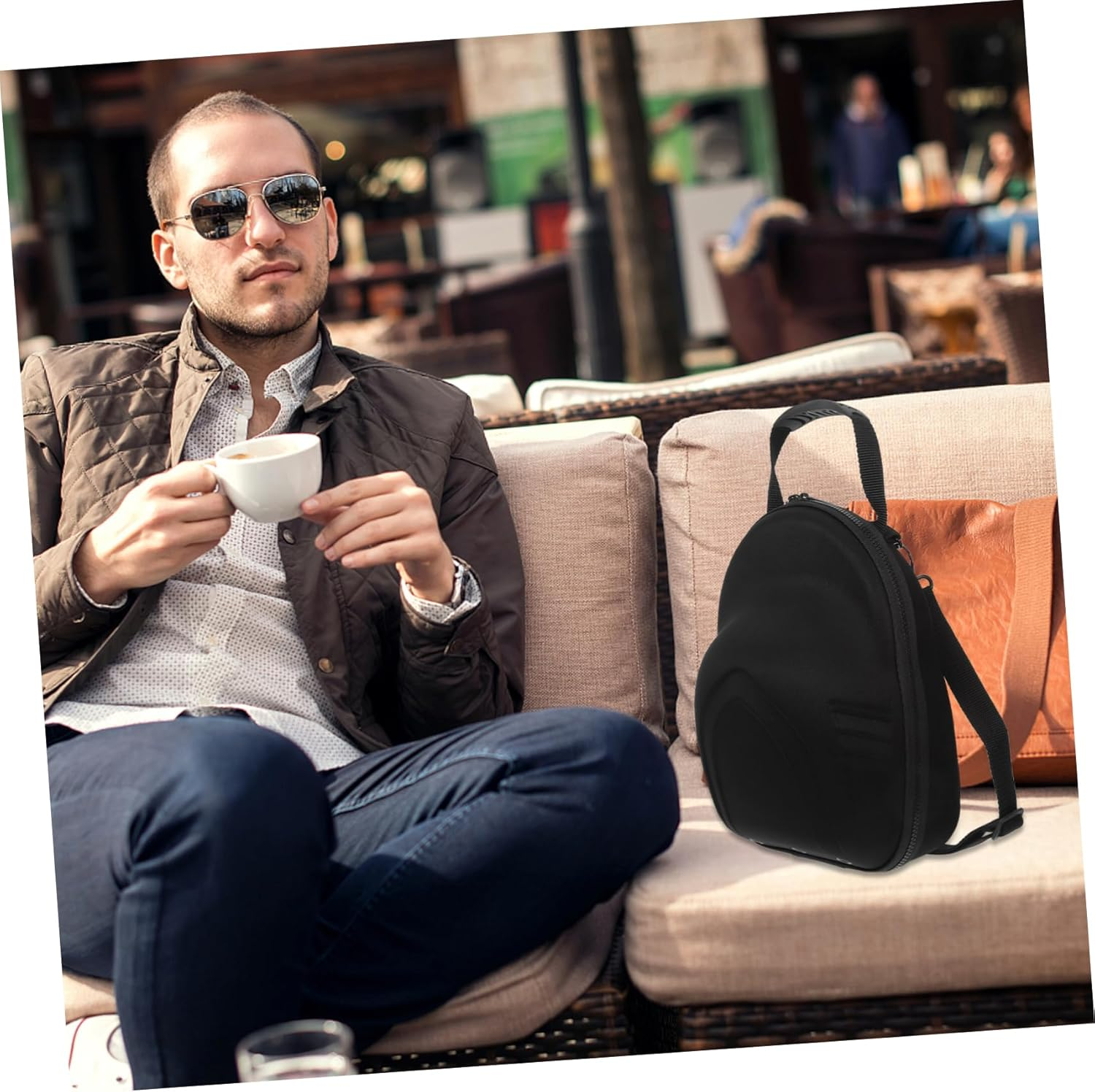 Eva Hard Hat Storage Bag Baseball Cap Carrier Case Shoulder Strap Travel Protective Box for Men Caps image number 5