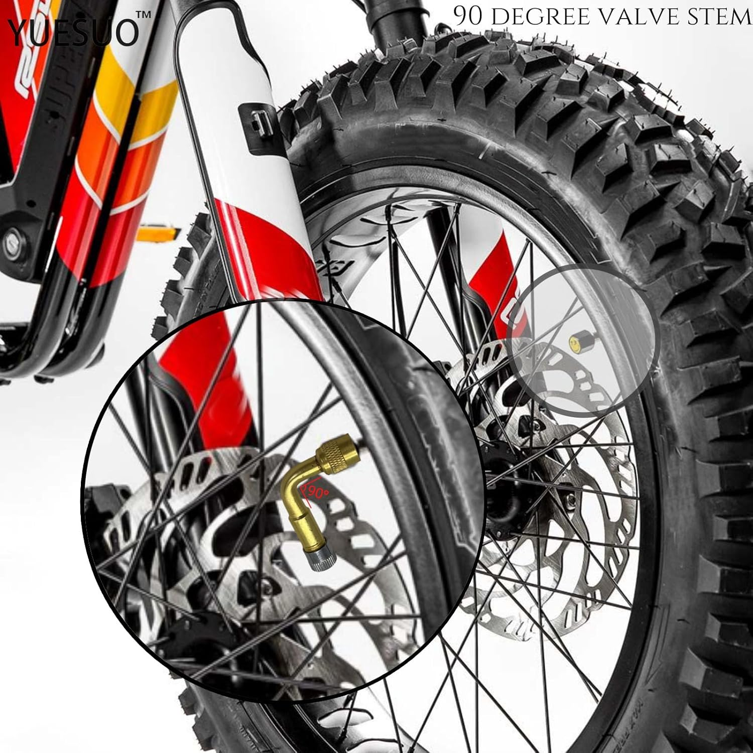 YUESUO 2 PCS Tire Valve Extension 90 Degree Brass Tire Valve Stem Extension Universal Valve Stem Extensions Suitable for Most Cars (Gold 2-Pack) image number 2