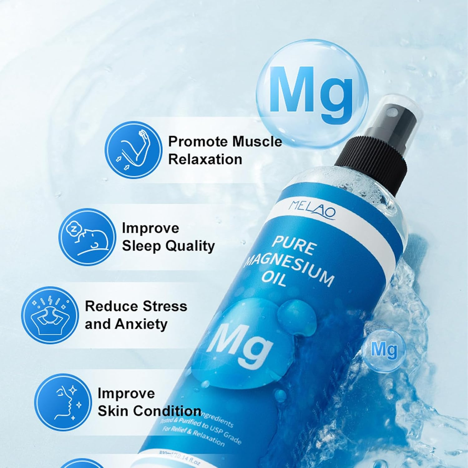Pure Organic Magnesium Oil Spray for Sleep & Relaxation - 300Ml, Fast-Absorbing Body & Foot Spray image number 1