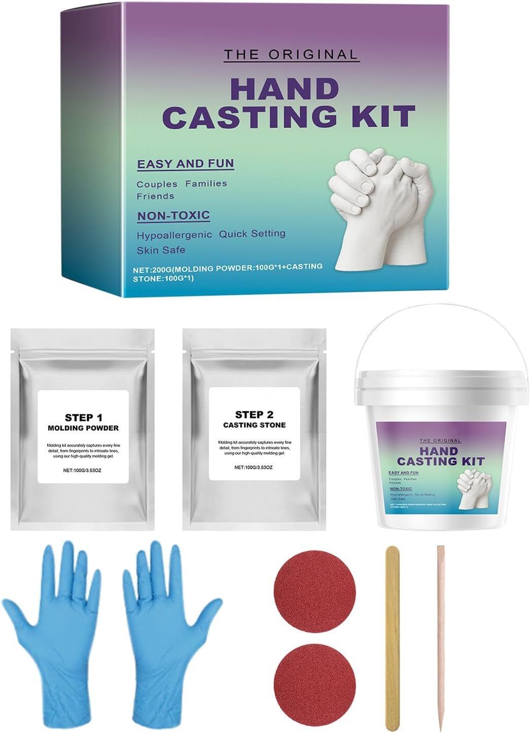 Couples Mold Kit - Gypsum Casting Set, Hand Keepsake Molding Kit | Memory Making Detailed Hand Printing Mold, Fun Crafts Set image number 5