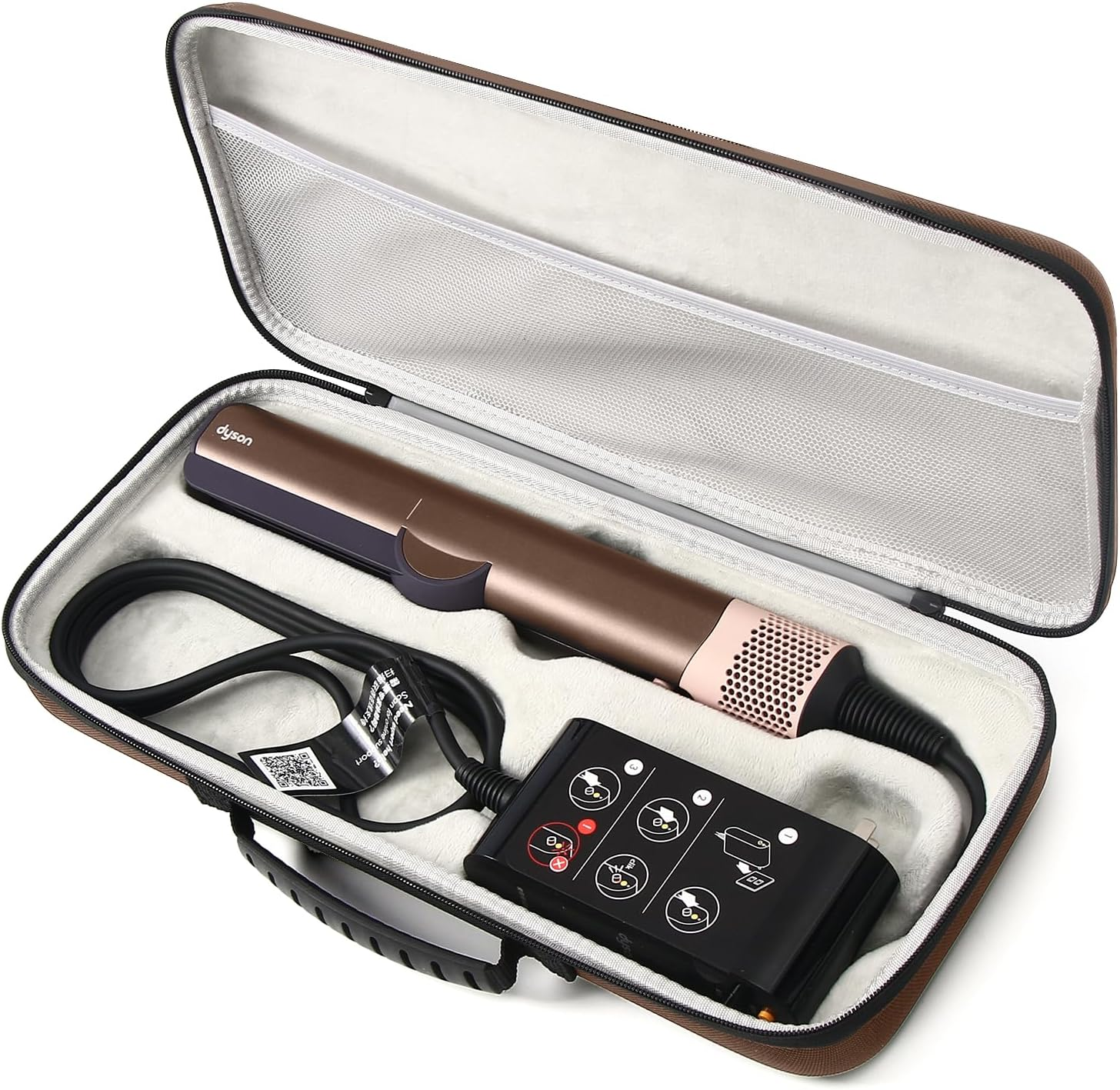 LIUIIVIRI Hard Travel Case Compatible with Dyson Airstraight HT01 Hair Straightener & Power Supply, Waterproof and Shockproof Storage Caryying Case, Black, M, Cary