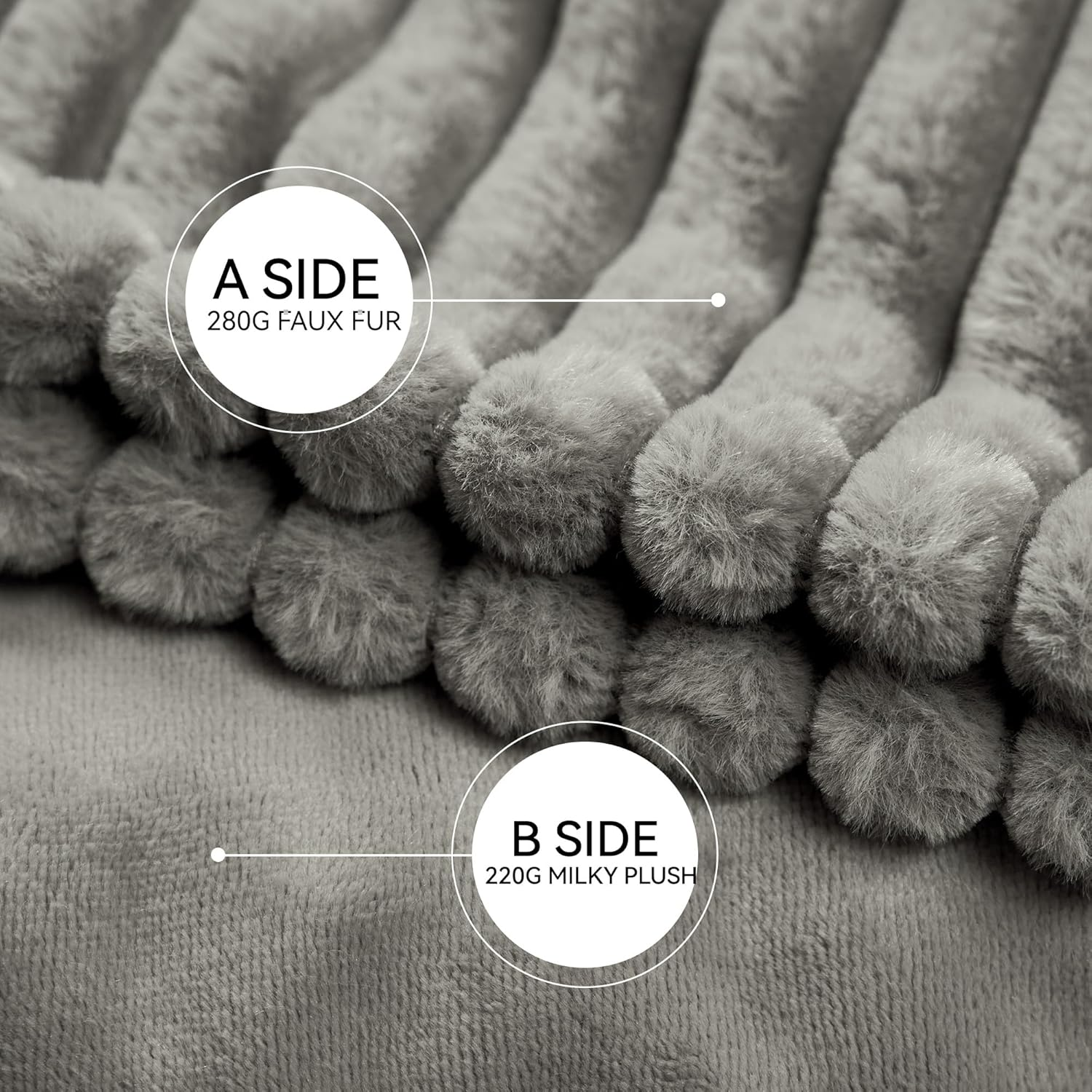 GOTCOZY Heated Blanket Electric Throw - Ribbed Faux Fur Electric Blanket, 130X160Cm Heating Blanket with 10 Time Settings & 6 Heat Settings,Overheat Protection Machine Washable(Gray) - Blue Moon image number 2