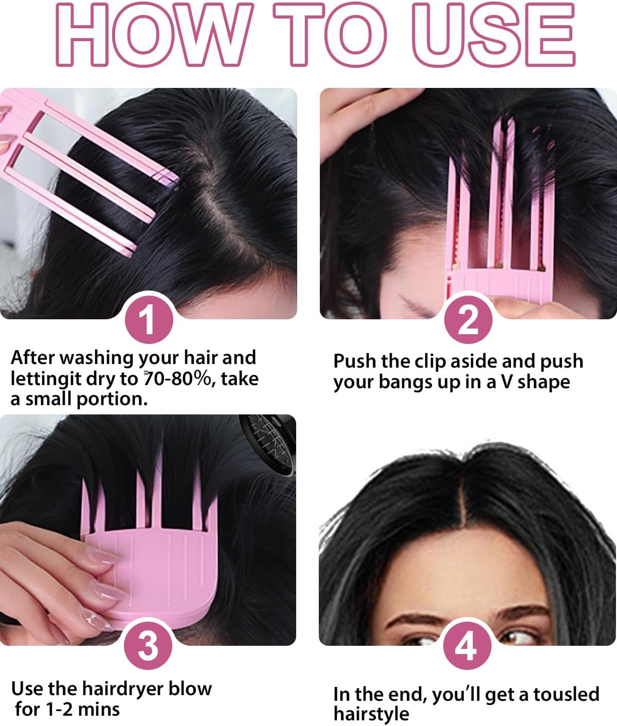 TPZORJX Pack of 2 Volume Clips Hair for Fluffy Fringe, Volume Clip for Hairline, Hair Clip No Imprint Hair Root Lifting Clips for Men and Women, Pink image number 5