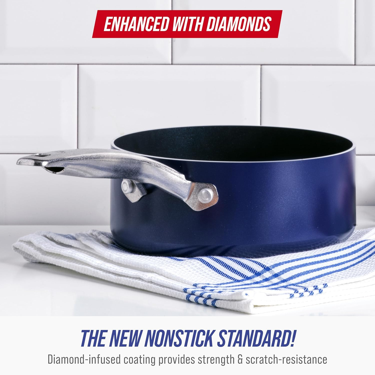 Blue Diamond Cookware Diamond-Infused Nonstick, Saucepan with Lid, 2 QT image number 5