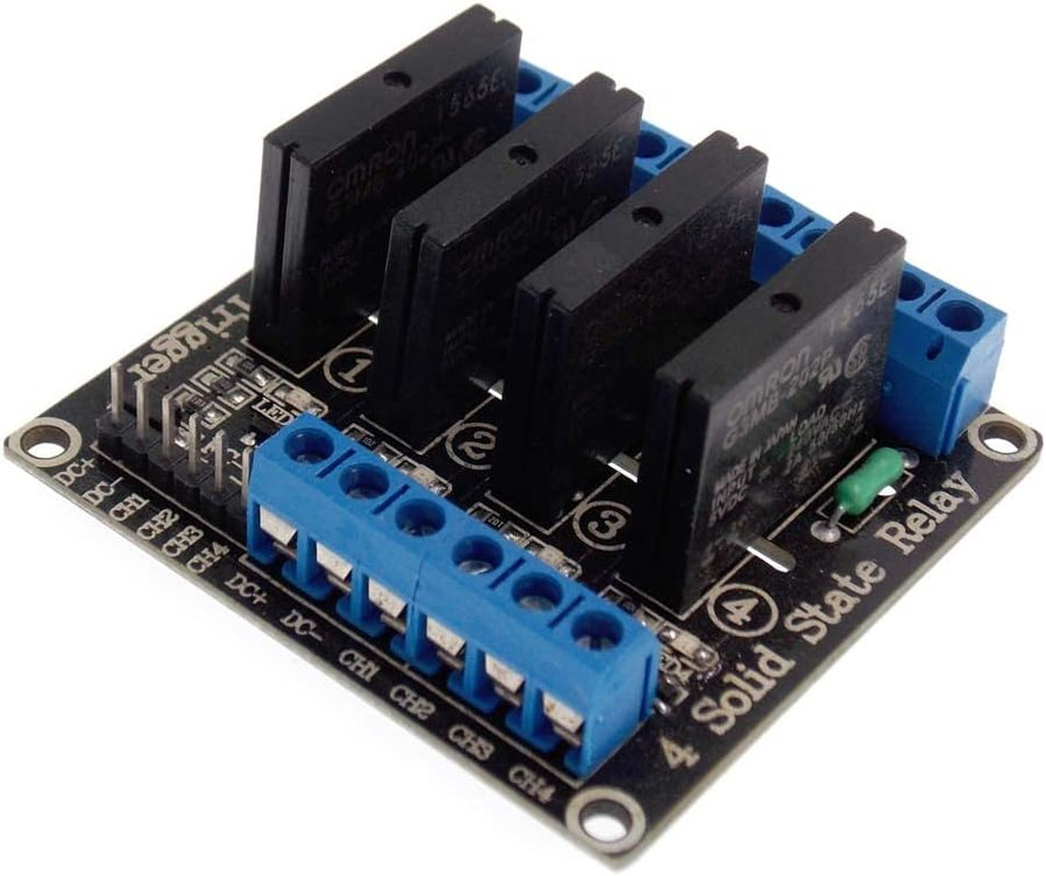 2Pcs 5V 12V 24V Solid State Relay 4 Channel 4-Way 4CH Relay Module Low Level Trigger (5V)