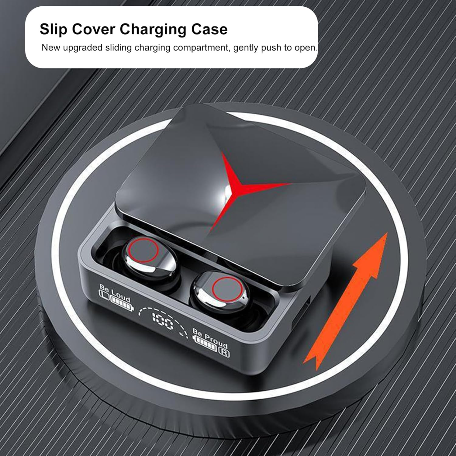 M90 Wireless 5.3 Sport Earbuds with LED Power Meter Portable Charger Case Touch Control 5H Playtime Dual Mic Ergonomic Fit Black image number 3