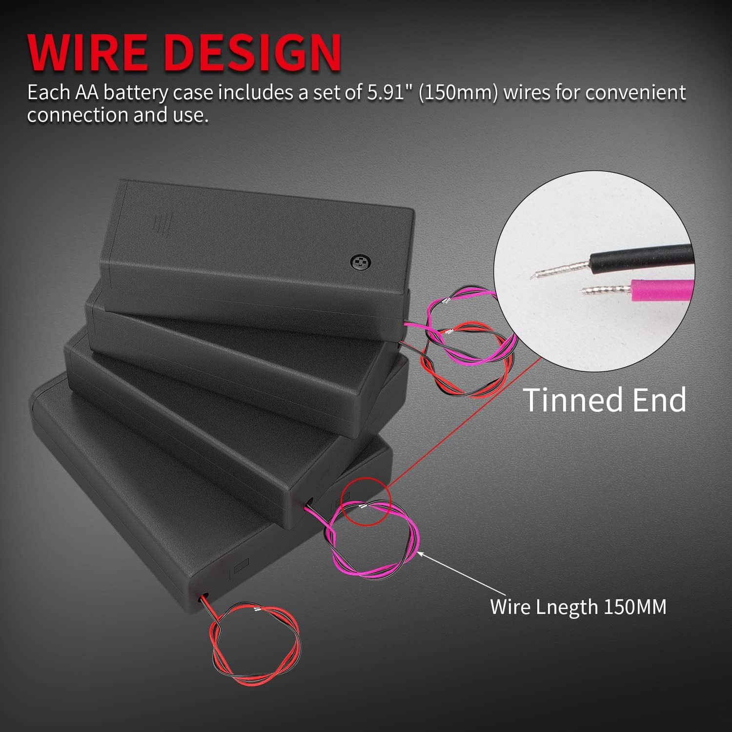 DAIERTEK AA Battery Holder Pack Single 1-4 AA Battery Holder with Switch Leads Cover Battery Box Case -Total 8Pcs image number 4