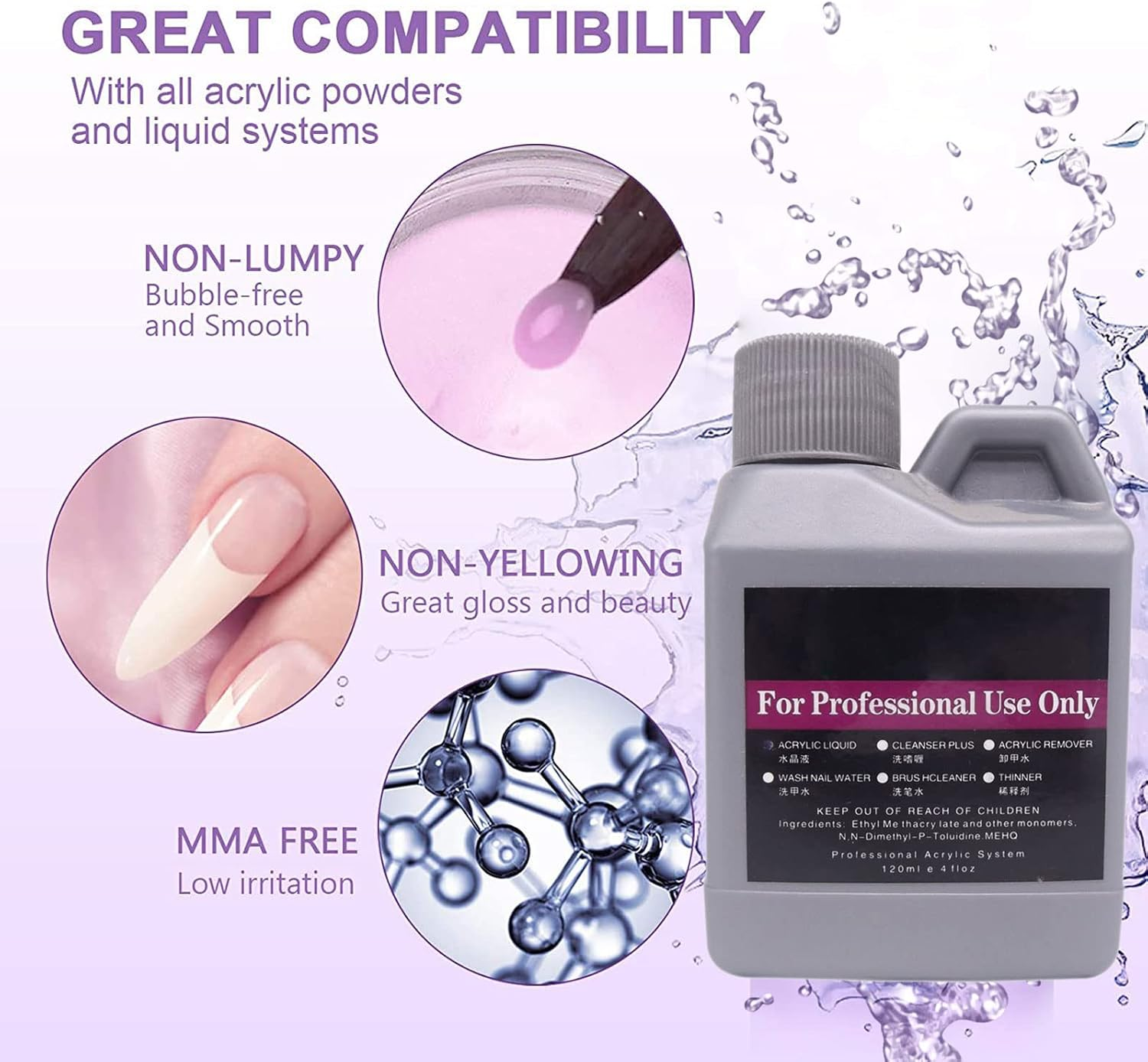 Warm Girl Nail Acrylic Liquid for Acrylic Powder Nail Art Tip (120Ml) image number 1