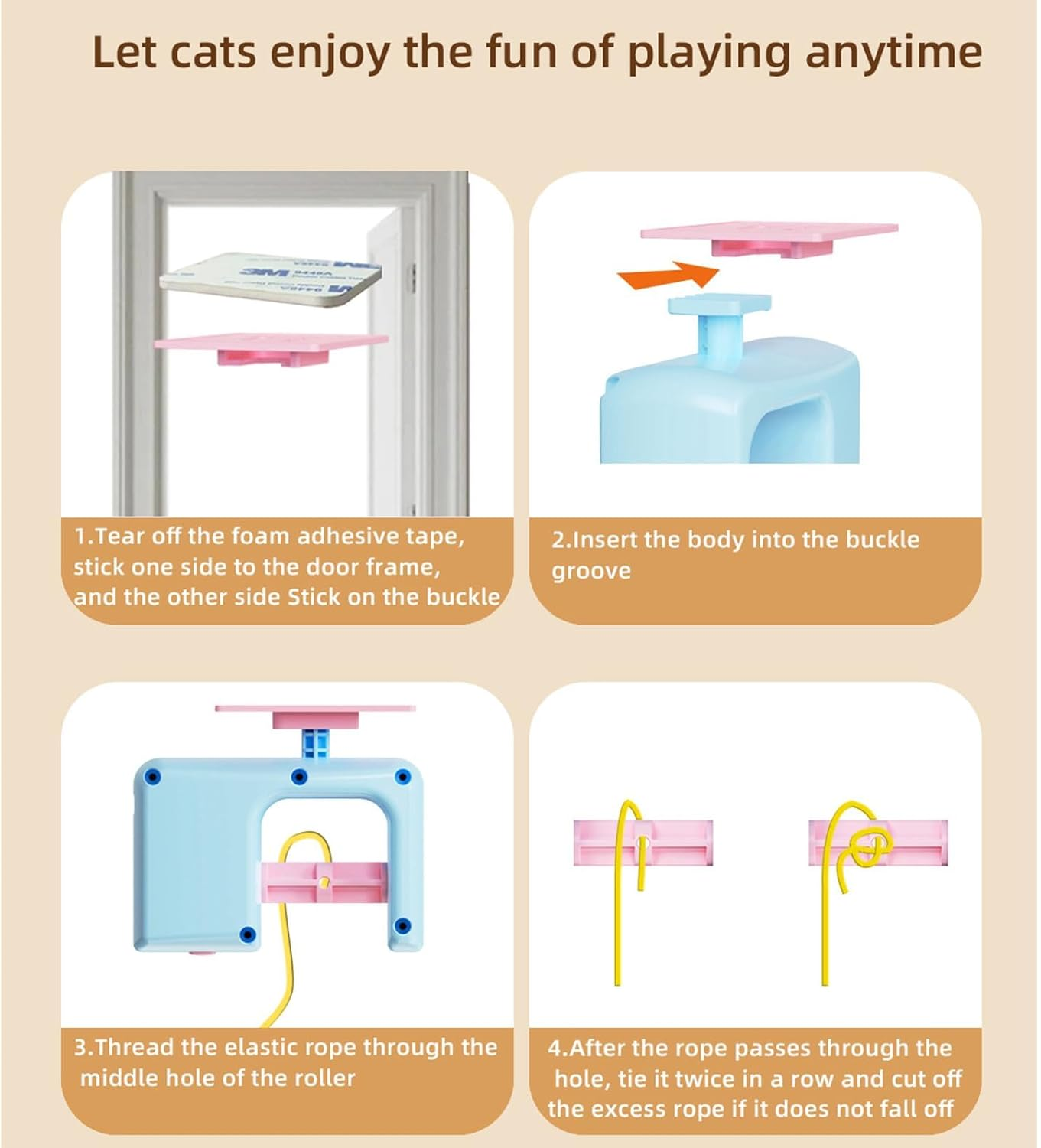 Pet Stress Relief Toys for Cats, Rechargeable Interactive Hanging Door Cat Toy, Automatic Electric Flying Bird Cat Toy for Hunting Exercising Eliminating Boredom, for All Breeds (Pink) image number 2