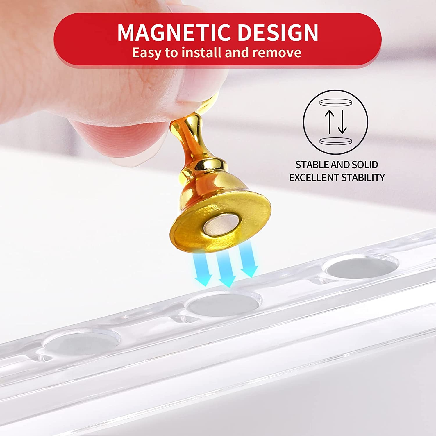 Annhua Nail Stand Acrylic Nail Design Practice Stands Magnetic Nails Holders, Nail Tip Holder for Nail Art Training Fingernail Display Stands Press on Nail Holder for Painting Nails- Silver