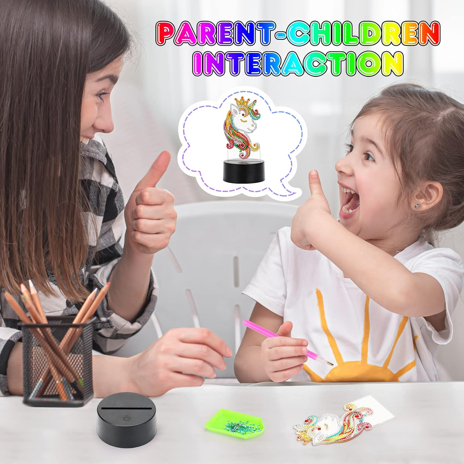 Girls Toy for 4 5 6 7 8 Year Old Kids Boy Girls Gift, Diamond Painting Kits for 5-9 Years Old Boy Girls 3D Diamond Art and Craft Kits Age 5-8 Girls Birthday Gift Unicorn Toy for 4-7 Year Old Girl image number 4