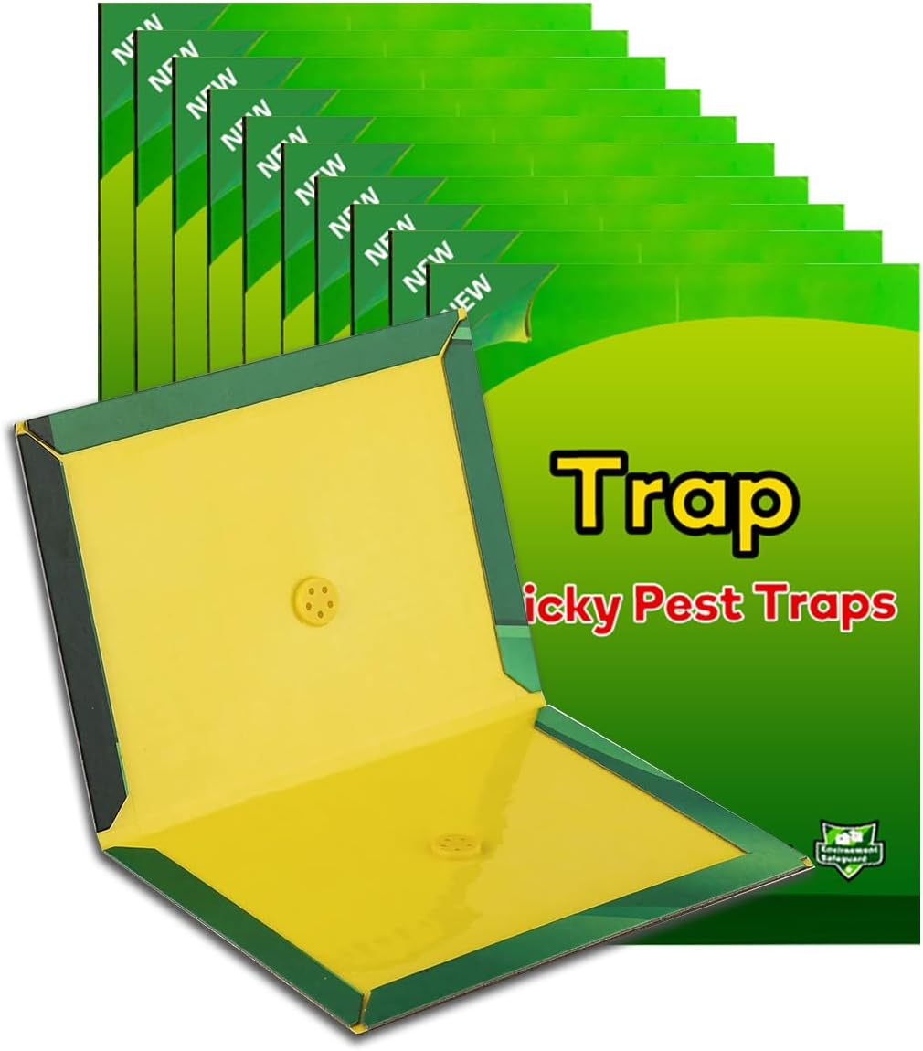 Sticky Traps,Adhesive Board,Suitable for Various Traps,Super Strong Adhesive Pad,Efficient Foldable Adhesive Trap Board,Indoor,Outdoor Garage Kitchen Garden Traps(10Pack) image number 1