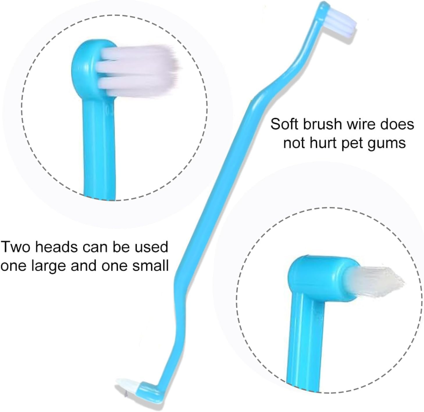 Double Headed Dog Cat Pet Toothbrush Long Handle Dog Tooth Brush, 6Pcs Dual Sided Cat Toothbrushs with Micro Brush Head,Double-Headed Toothbrush Long Handle Tooth Brush Soft Bristle Pet Tooth Brush image number 1