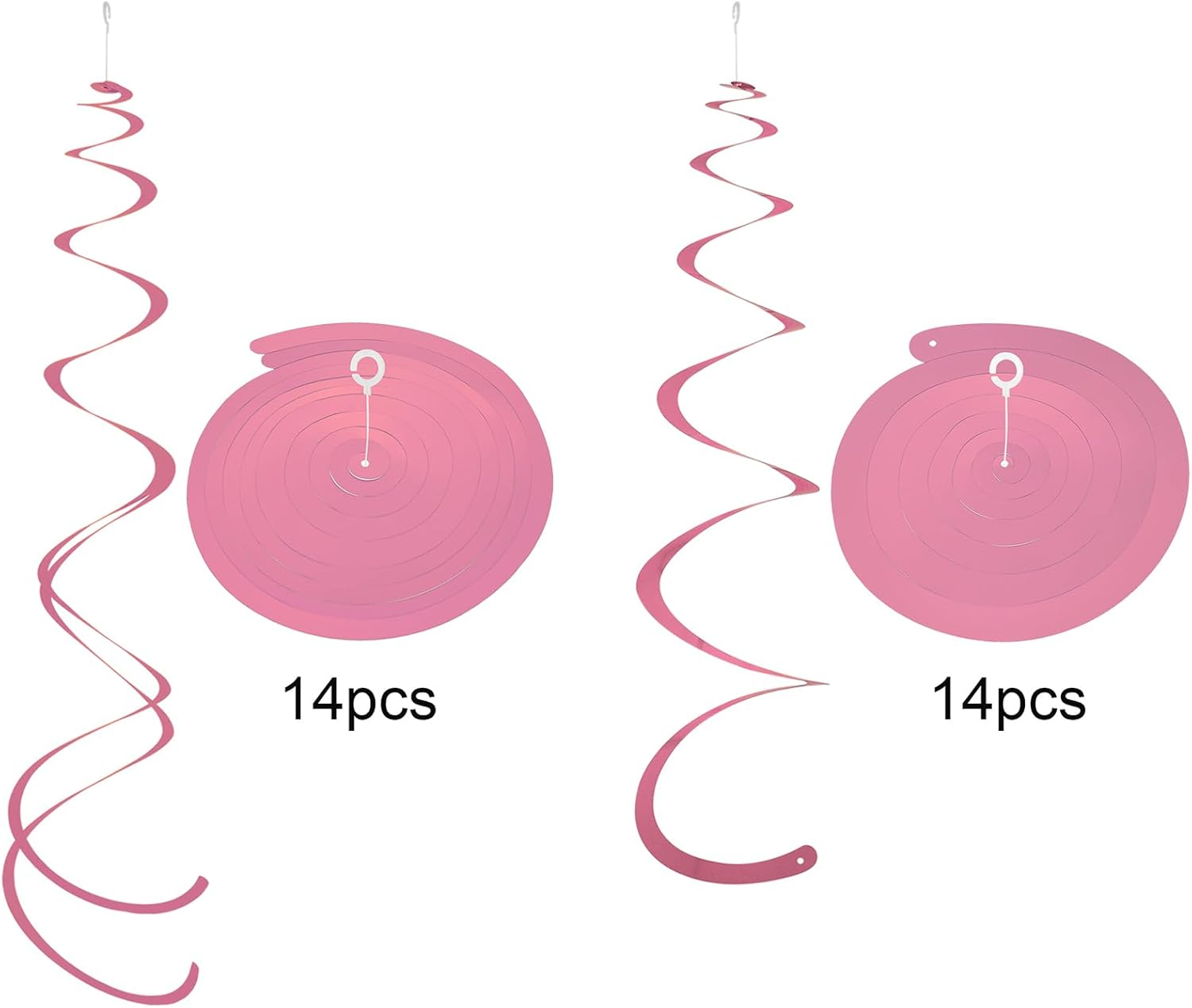 OJIOUI 28Pack Colorful Ceiling Swirl Foil Decorations Hanging Plastic Streamer Themed Swirl Party Decoration for Wedding Birthday Graduation Wedding Celebration Baby Shower Party (Pink) image number 5
