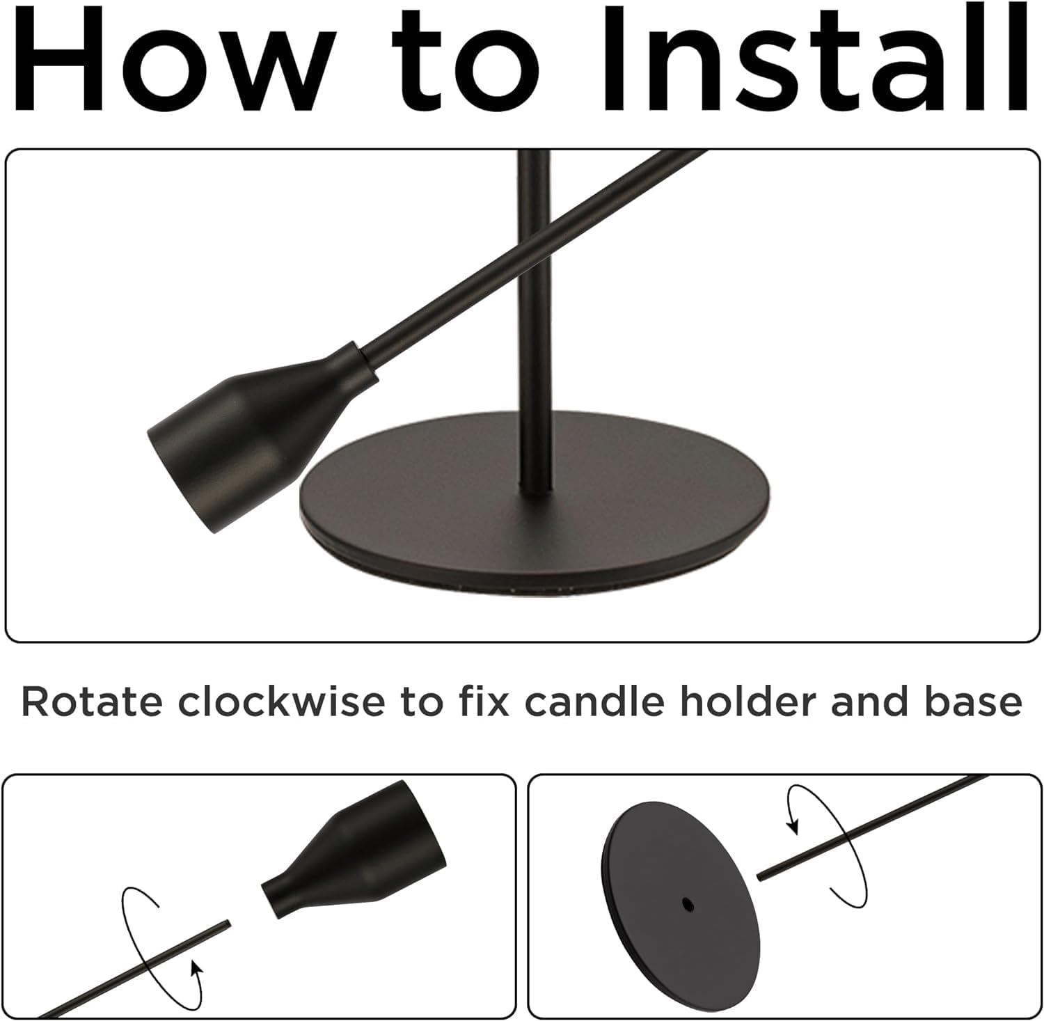 Leanockesa High Tapered Candle Holder for Home Decor, Weddings, Dining, Parties, Anniversaries (3-Piece Set) -Black image number 1