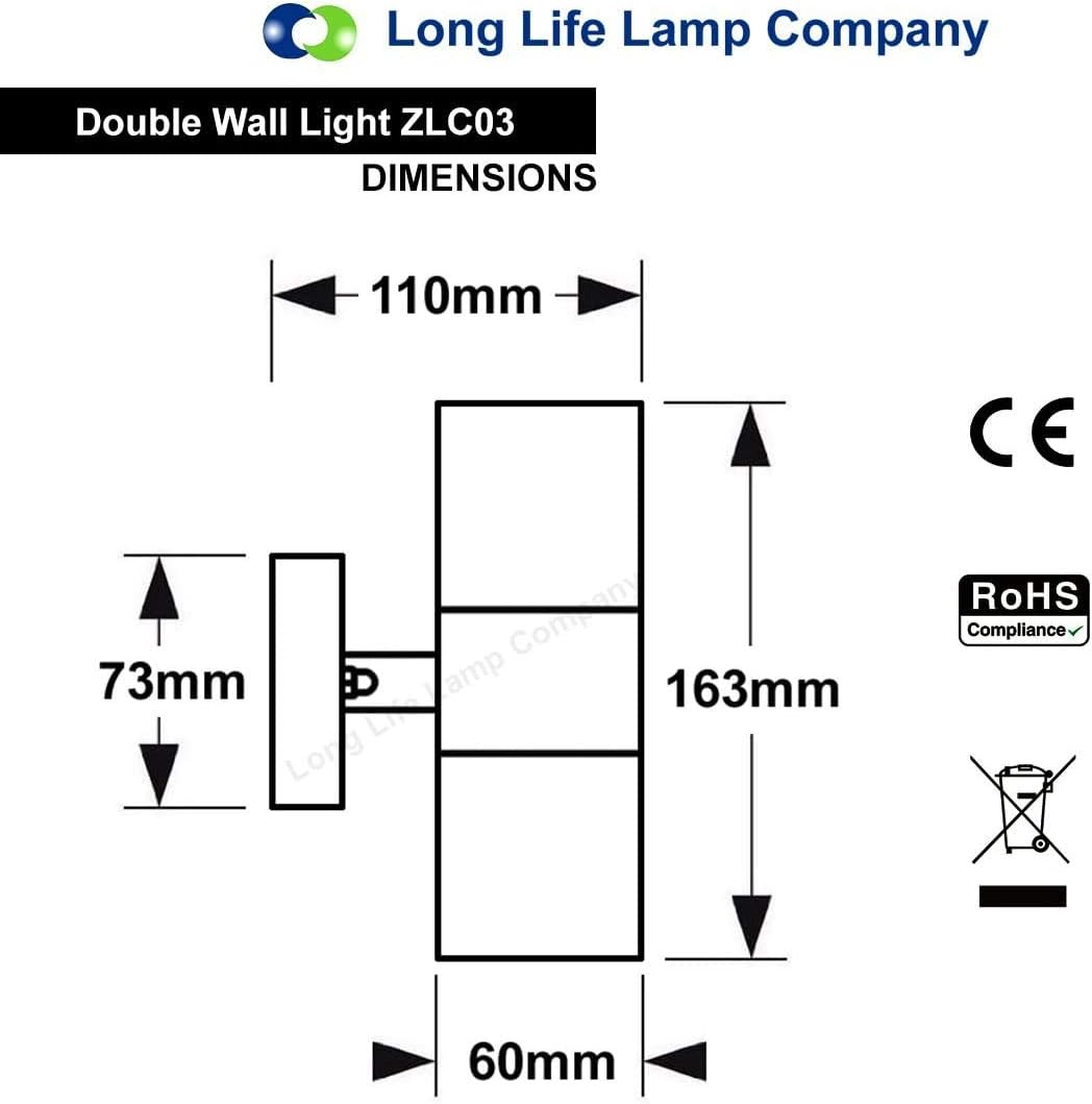 Modern Stainless Steel up down Double Wall Spot Light IP65 Outdoor Use GU10 (Pack of 4) image number 5
