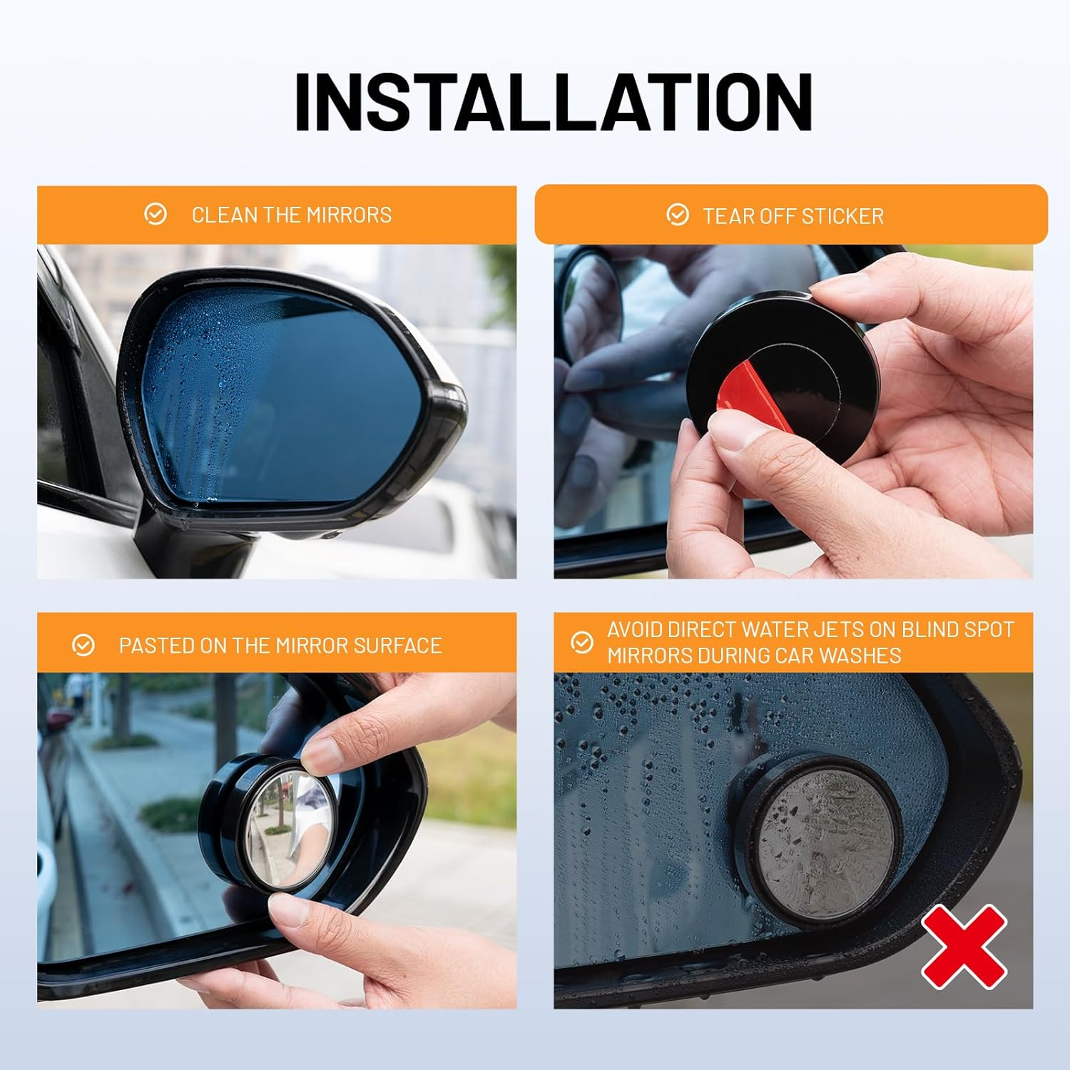 Blind Spot Mirror,2" round HD Glass 360&deg;Wide Angle Adjustable Blindspot Mirror,2Pcs Convex Car Side Mirror for Cars SUV and Trucks image number 3