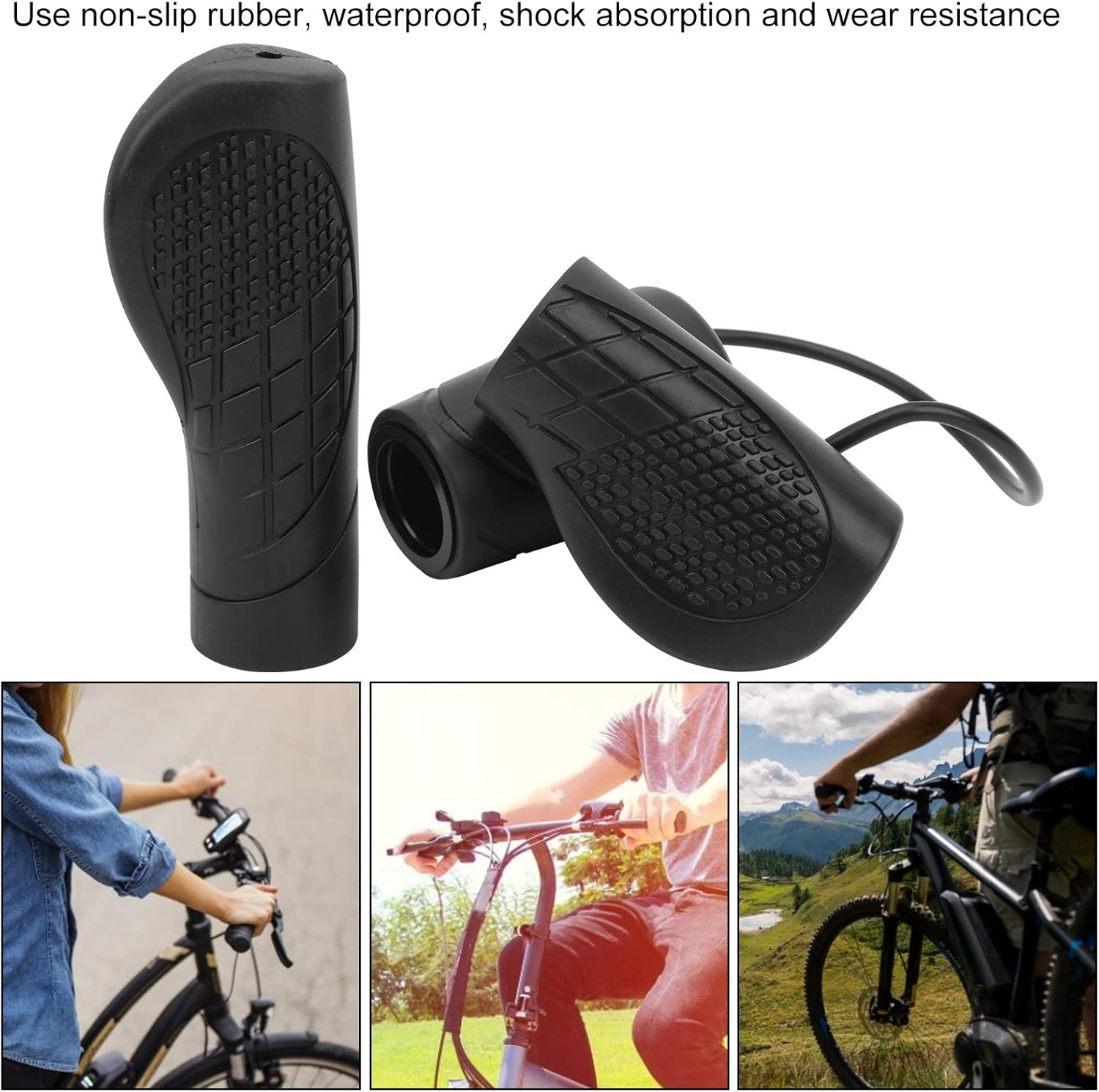 Changor Half Wist Throttle Handle, Premium Non-Slip Rubber Material with Aluminum Alloy Lock Ring Waterproof Design, Electric Bike Accessories, Mountain Bike Modification Compatible image number 2