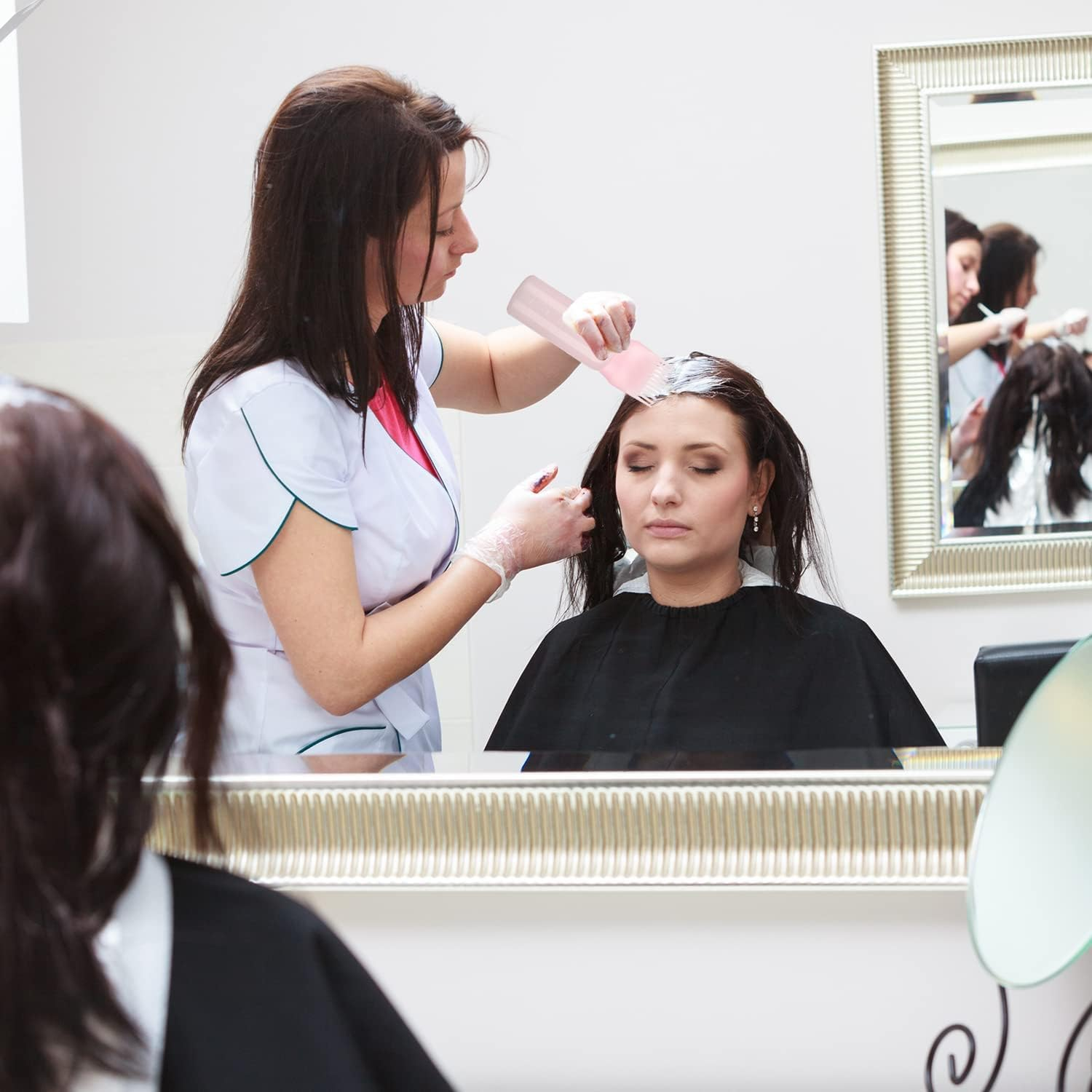 Root Comb Applicator Bottle,Scalp Massager Shampoo Brush+ Squeeze Comb Applicator Bottle with Graduated Scale Head Relaxation Tools for Home Salon Comb Applicators image number 1