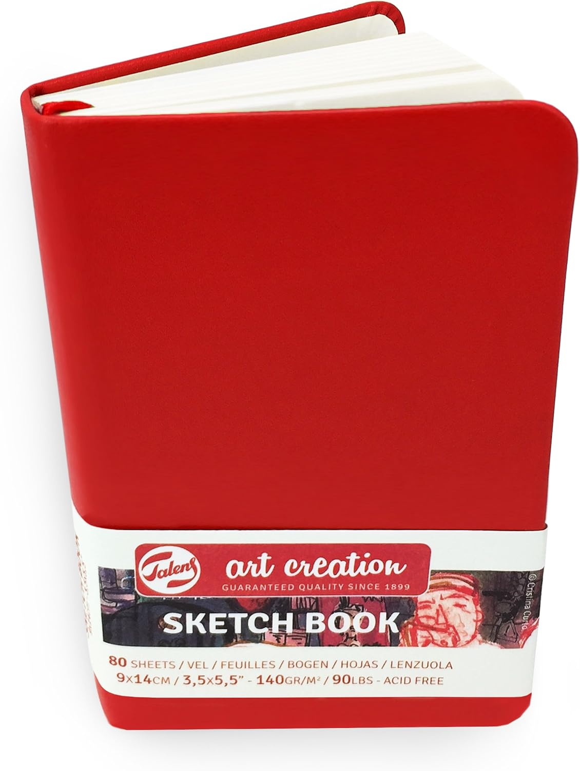 Royal Talens &ndash; Art Creation Hardback Sketchbook &ndash; 80 Sheets &ndash; 140Gsm &ndash; 9 X 14Cm &ndash; Red Cover